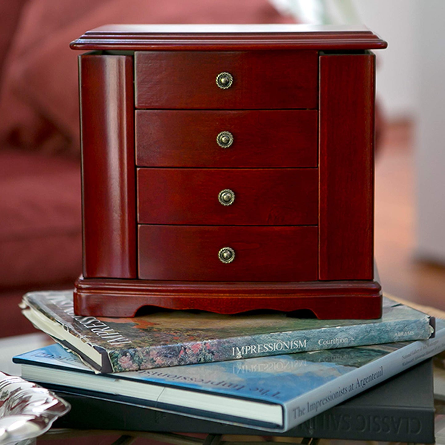 Mele & Co. Harmony Wooden Jewelry Box in Cherry Finish