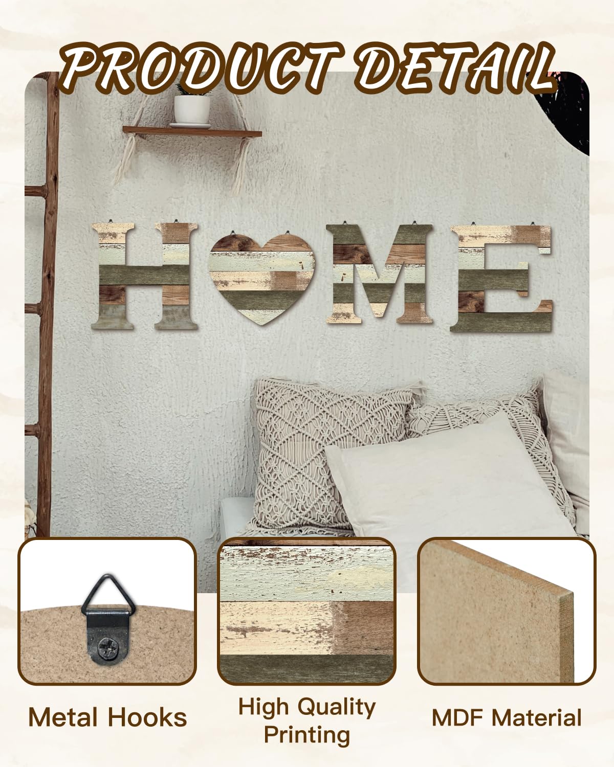 Putuo Decor Rustic Wood Home Wall Decoration, Decorative Hanging Plaques, Home Wall Art Letters Set Decor, for Living Room Bedroom Entryway Hallway
