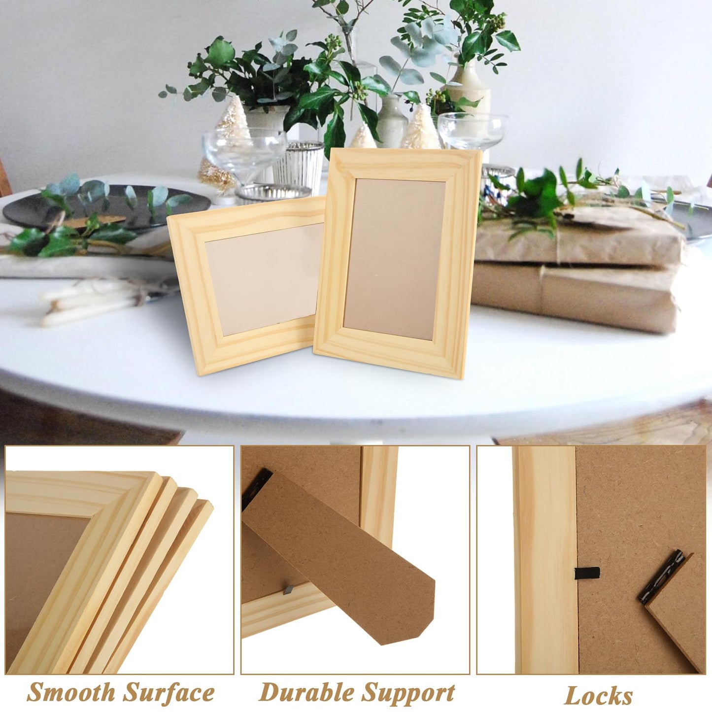 YOUNTHYE 12PCS Wooden Picture Frame for Crafts 4x6 Wooden Frame Unfinished Wood Frames Bulk Solid Wood Picture Frames Wood Frames for Photos Postcard Photo Frames Displays
