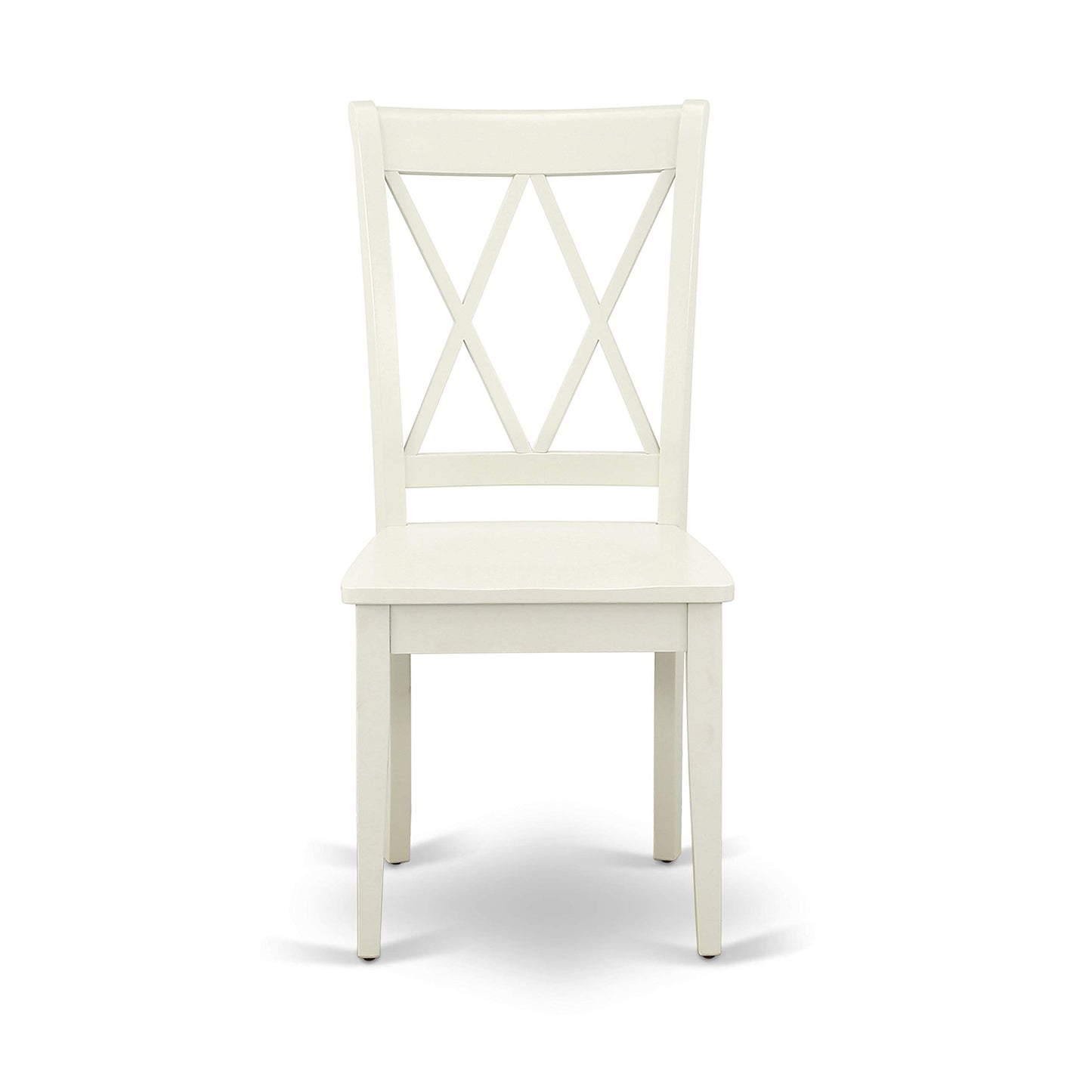 East West Furniture CLC-LWH-W Clarksville Dining Room Chairs - Double Cross Back Wood Seat Chairs, Set of 2, Linen White