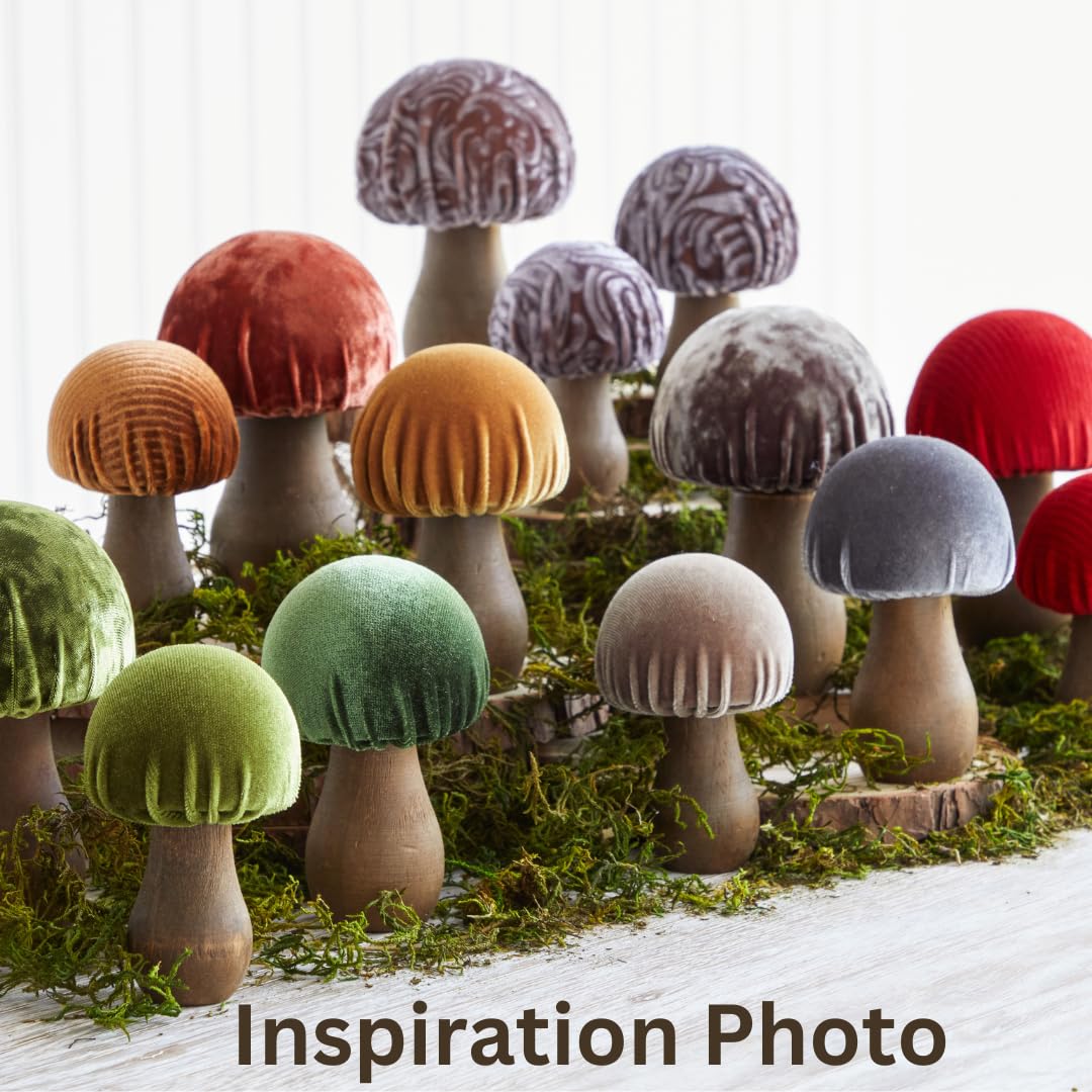 Your Heart's Content Velvet Mushrooms Set of 3, Shelf sitters, Mantel Decor, Everyday tablescape, Gift for Nature Lover (Pastel)
