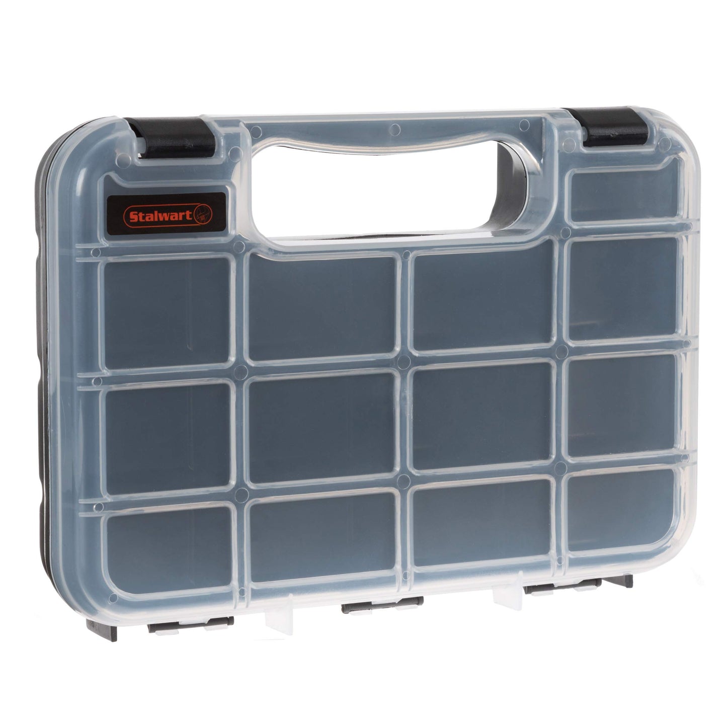 Hardware Organizer Box with Dividers - 14 Compartment Small Parts Organizer Portable Tool Box Organizer with Secure Latches - Plastic Screw Organizer Box for Nuts, Beads, Jewelry or Tackle by Stalwart