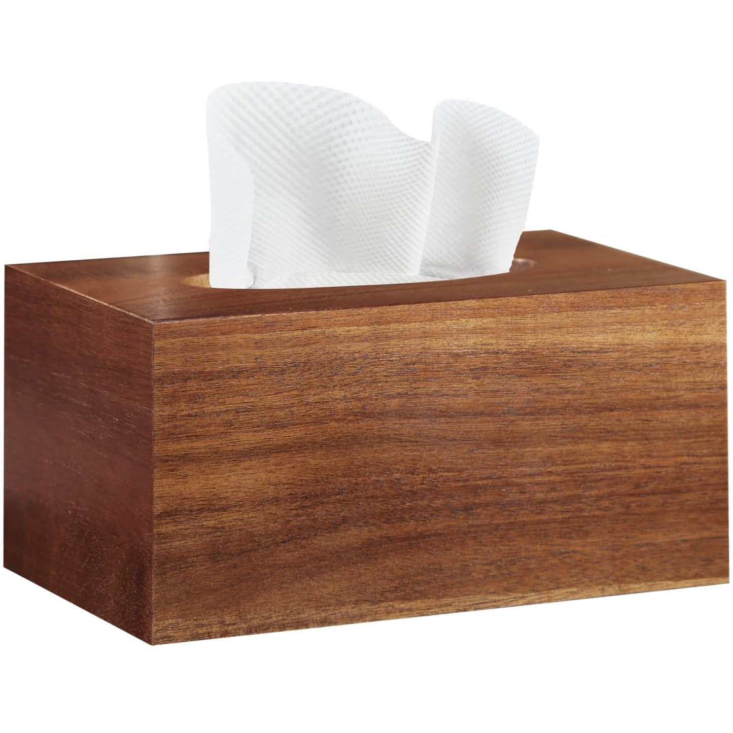 BIBELUN Tissue Box Cover, Acacia Wood Tissue Box Cover Rectangle with Slide-Out Bottom, Wooden Decorative Cube Facial Tissue Holder/Organizer/Dispenser for Bathroom, Office Desk & Bedroom Decor