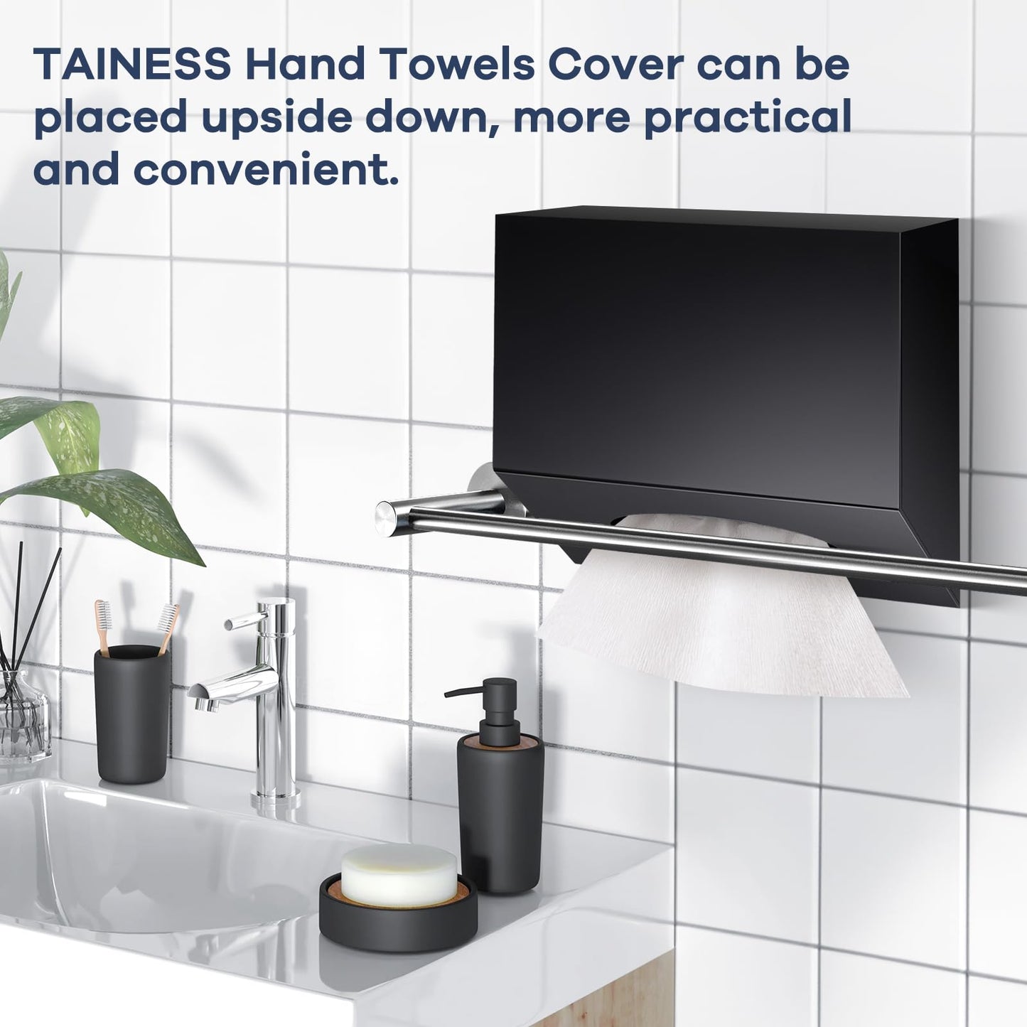 Acrylic Hand Towel Box Cover Compatible with Kleenex Disposable Hand Towels Wall-Mounted Paper Towel Dispenser Suitable for Tabletop, Bathroom, Car, and Office Use Valentine's Day Gifts (Black)