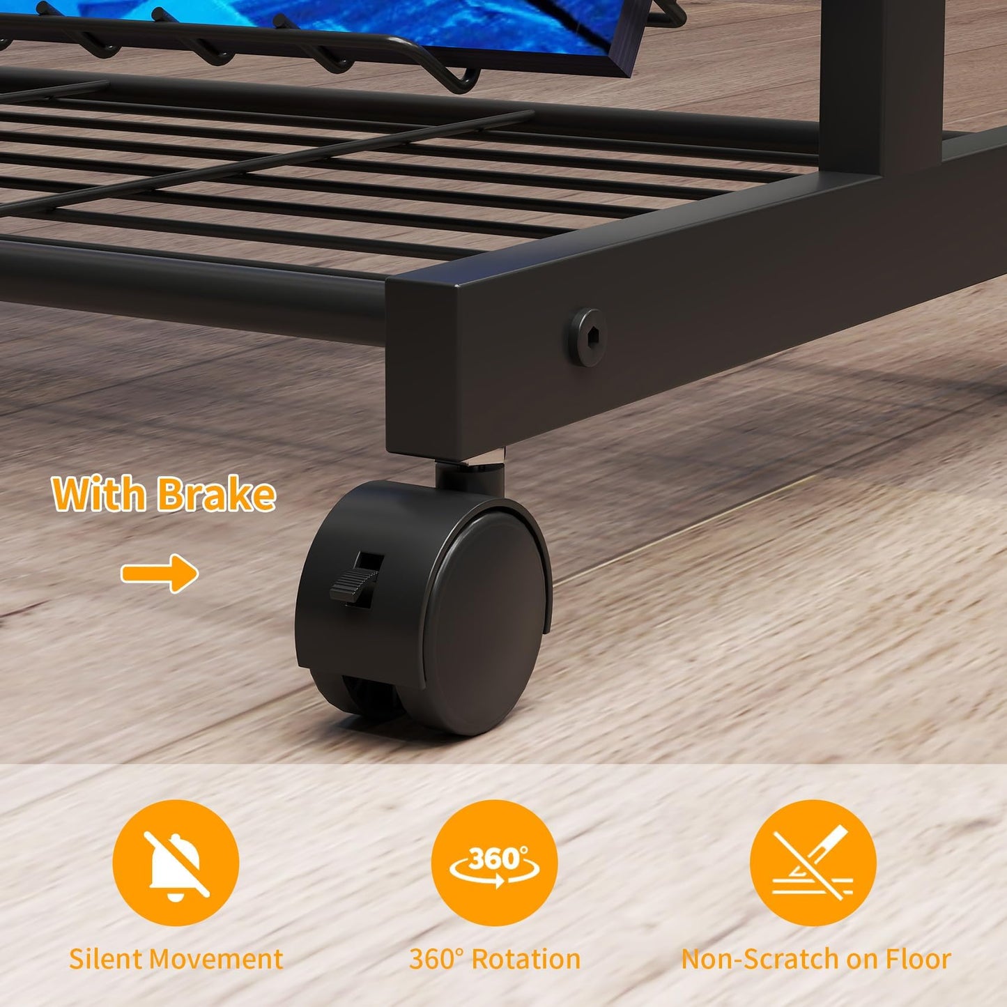 lesolar Floor-Standing Magazine Rack with Poster Board Stand, 4-tier Metal Magazine Rack with Wheels, Newspaper Holder, Book Brochure Display Stand, Poster Sign Holder for Exhibitions Store Business