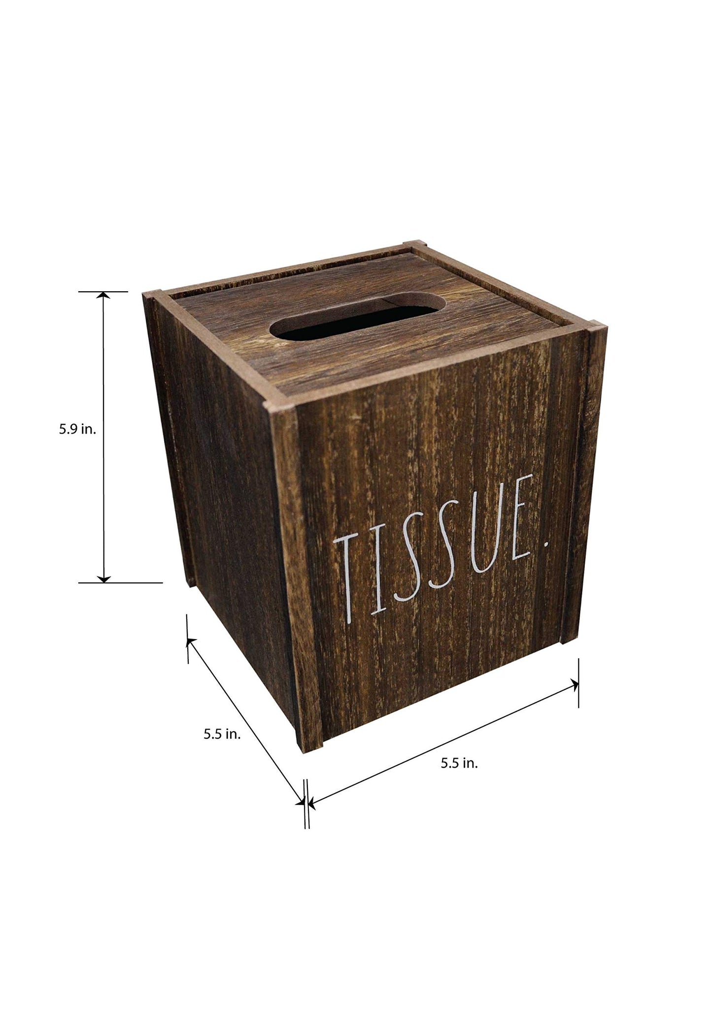 Rae Dunn Tissue Box Cover - Home and Bathroom Decor Accessories - Dark Brown Wood Tissues Cube Dispenser for Countertop, Desk, Dresser, Vanity, Bedroom, Kitchen, Office and Any Room of The House