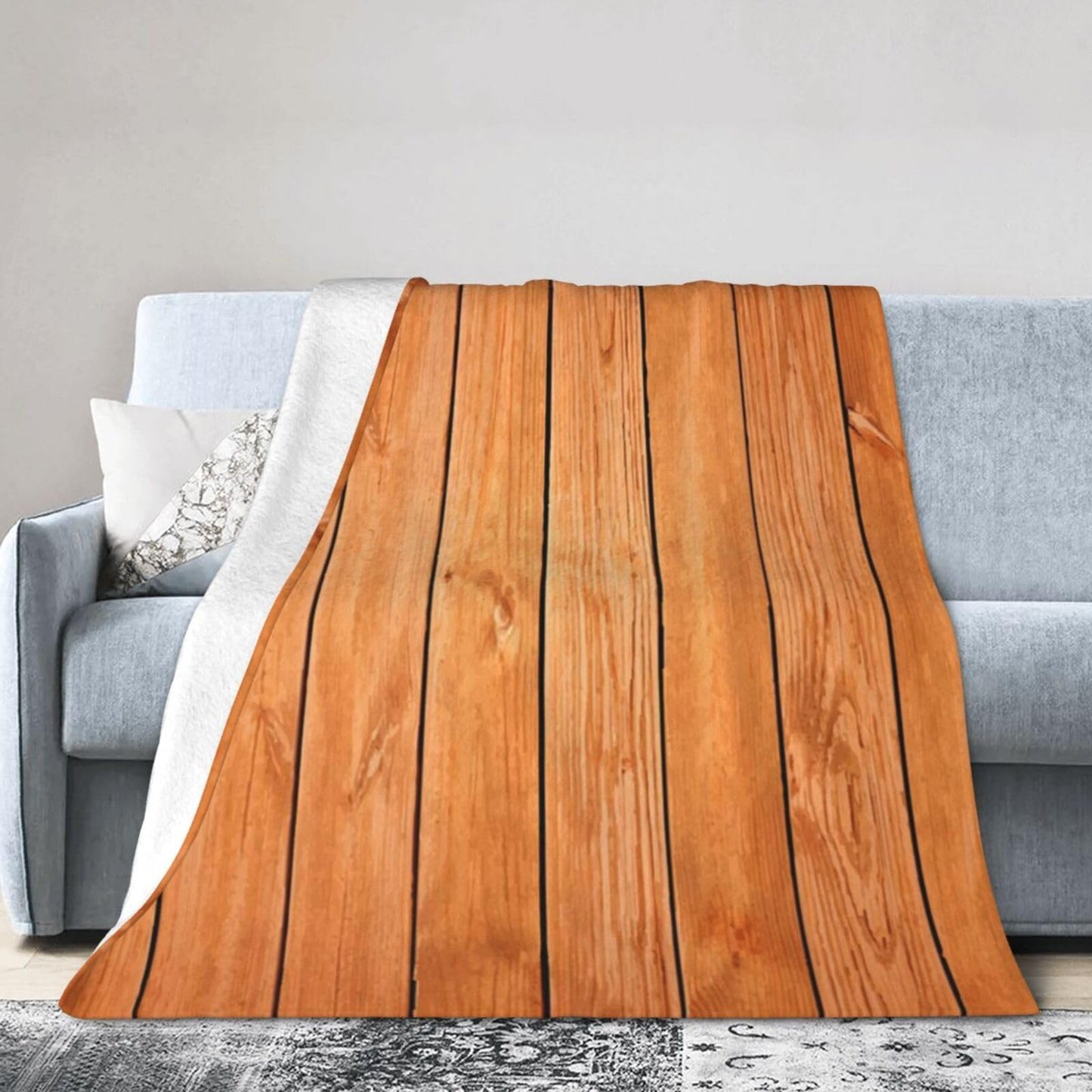 50"X40" Wooden Planks Texture Soft Flannel Blanket - Lightweight and Quick Drying, Used for Home, Travel, Camping