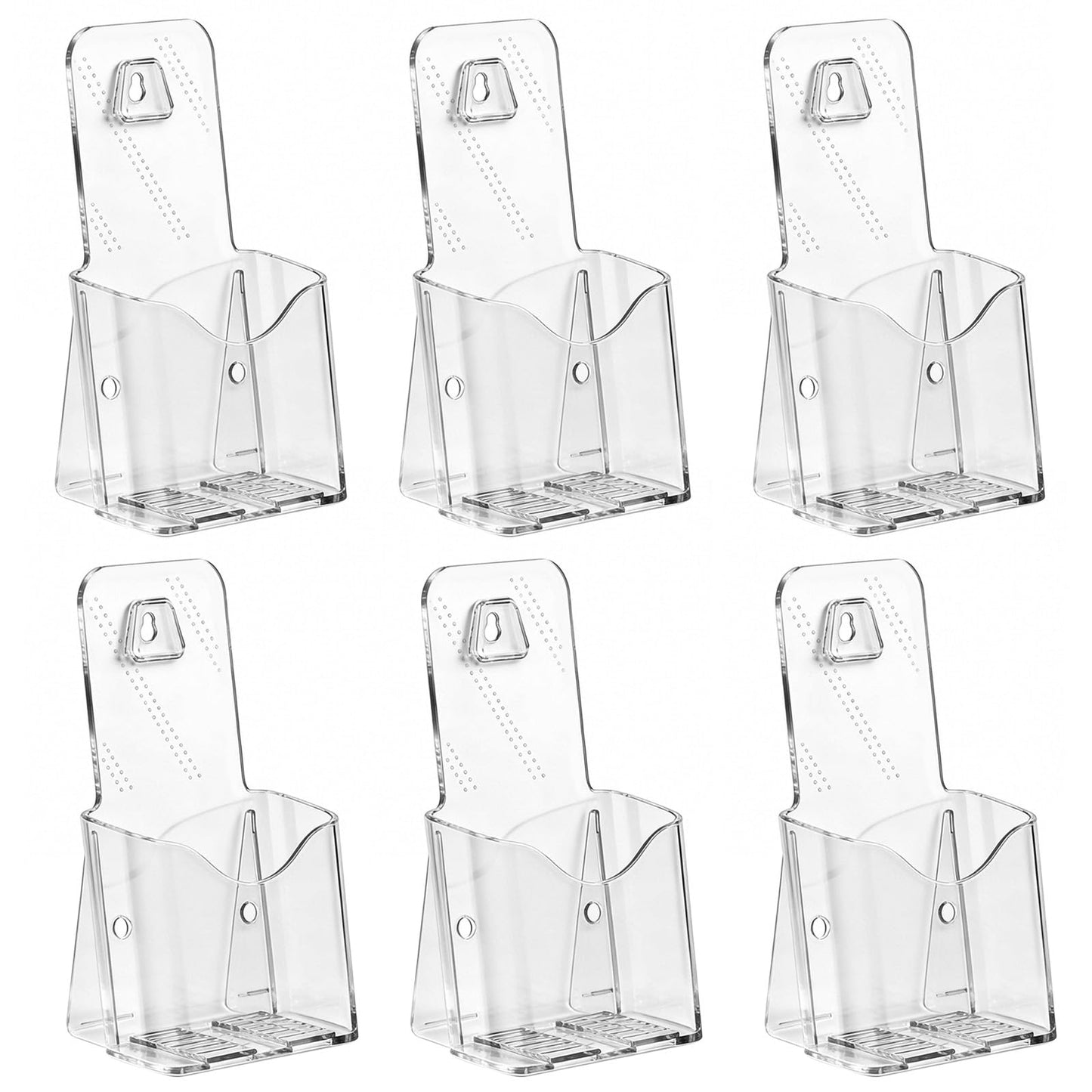 Argvey Acrylic Brochure Holder 4x9 Inch, Clear Pamphlet Holder Display Stand for Trifold 4 Inch Flyers, Booklets, Table Signs, Plastic Rack Card Holder for Office, Home, Store, 6 Pack