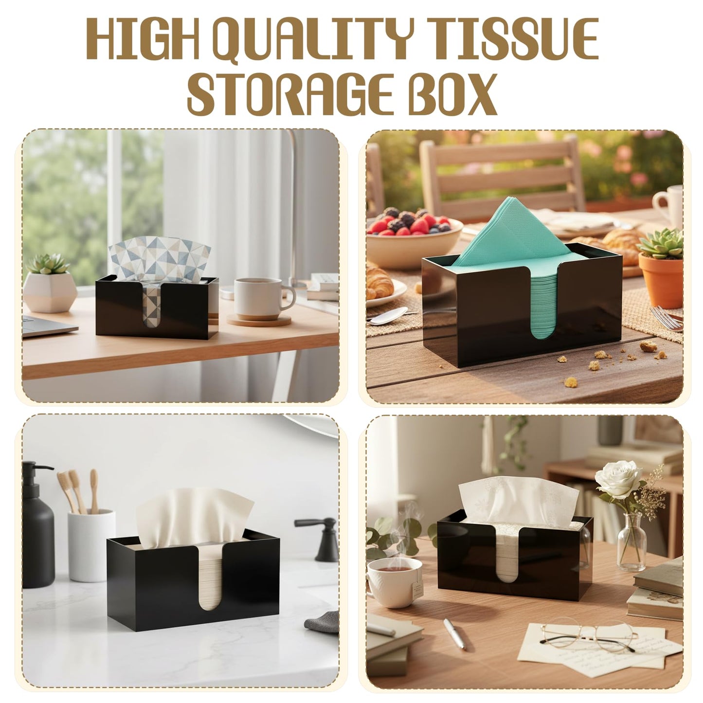 IMengjbang 2 Pack Paper Towel Holder Countertop, Black Napkin Holder for Kitchen Countertop Multifold Z-fold C-fold Trifold Paper Hand Towel Dispenser for Bathroom Toilet