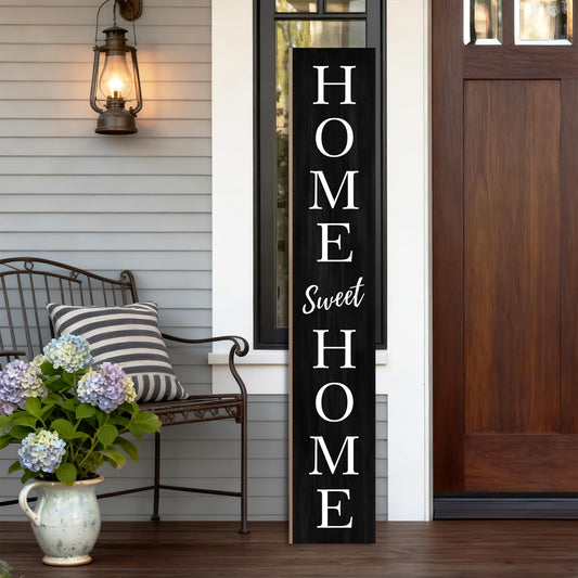 Home Sweet Home Porch Sign 47.2H Wooden Welcome Sign Vertical Hanging Signs For Standing Front Porch Standing Farmhouse Porch Signs Outdoor Tall Sign Decorations Outdoor Welcome Signs for Porch- balck