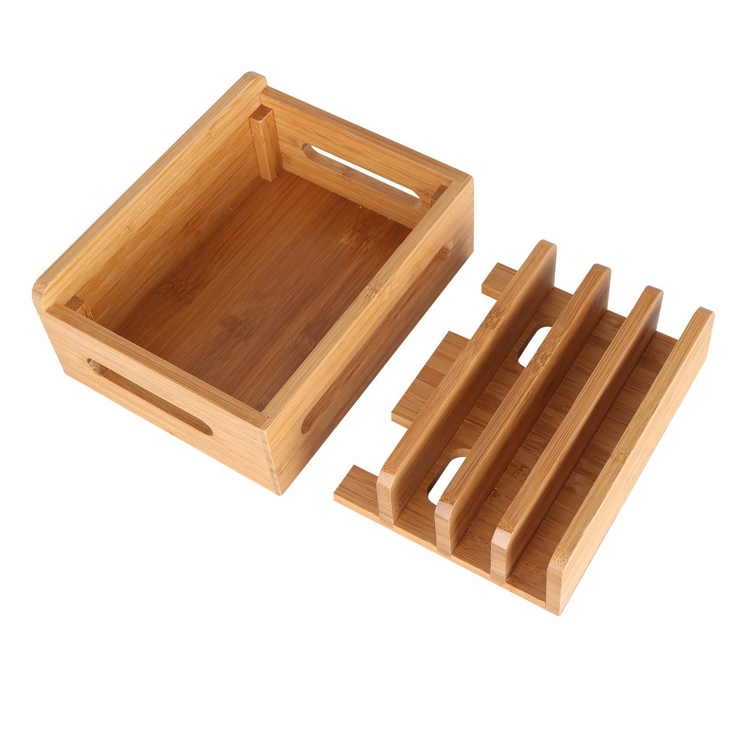 Bamboo Wood Multi-Device Desktop Dock Station Charger Holder Charging Cradle Charge Stand Compatible for iPhone 16 15 14 13 12 11 Pro Max XS XR X iPad 3 4 Mini Pro Air Samsung Huawei Smartphones