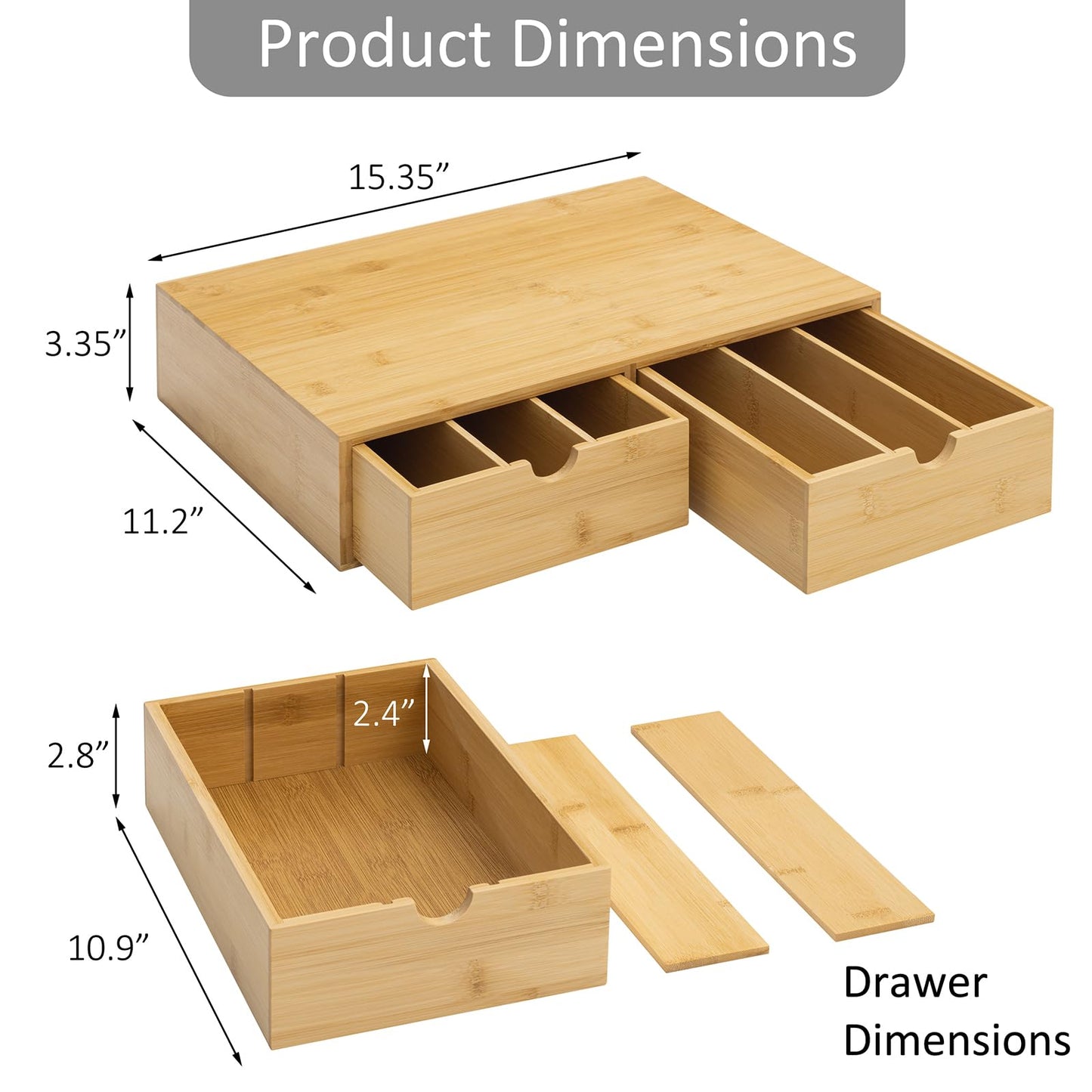 RRX Bamboo Coffee Pod Holder Drawer,15.35''Lx11.22''Wx3.35''H (Beige, 30)