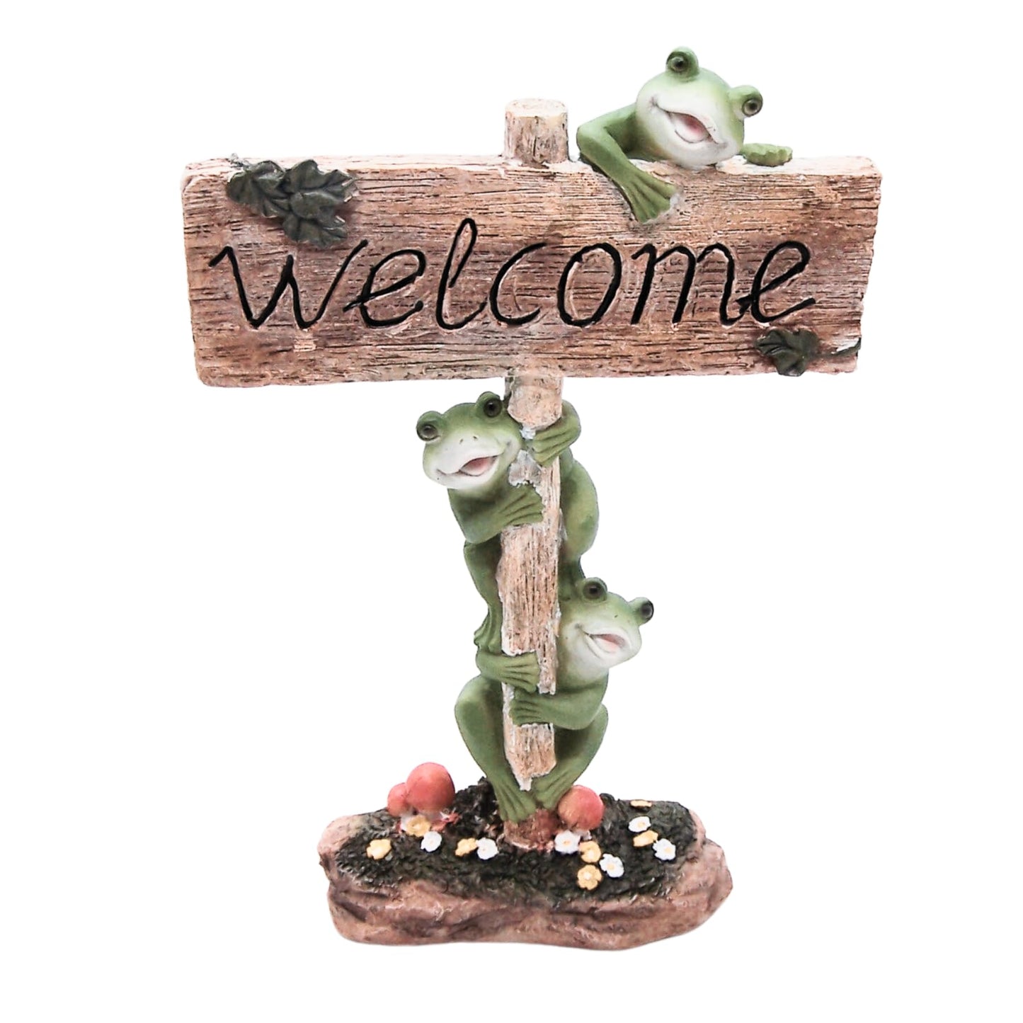 Wowser Whimsical Frog Welcome Garden Statue, Outdoor Decor, 12.75 Inches