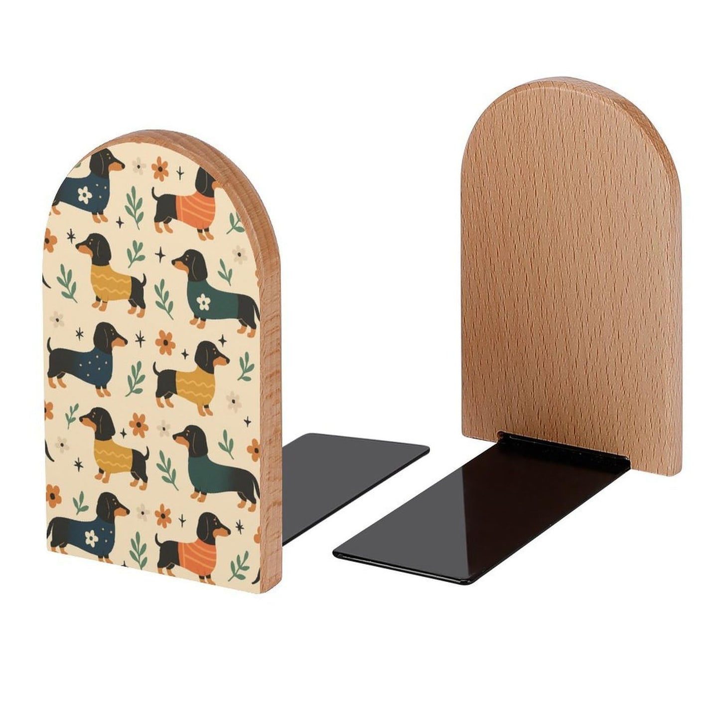 Dachshund Hound Dogs Book Ends Decorative Wood Bookends for Shelves Kids Room Desk Home Office Book Stoppers for Magazines,Books, DVDs, 1 Pair/2 Pieces(5x3.1 in)