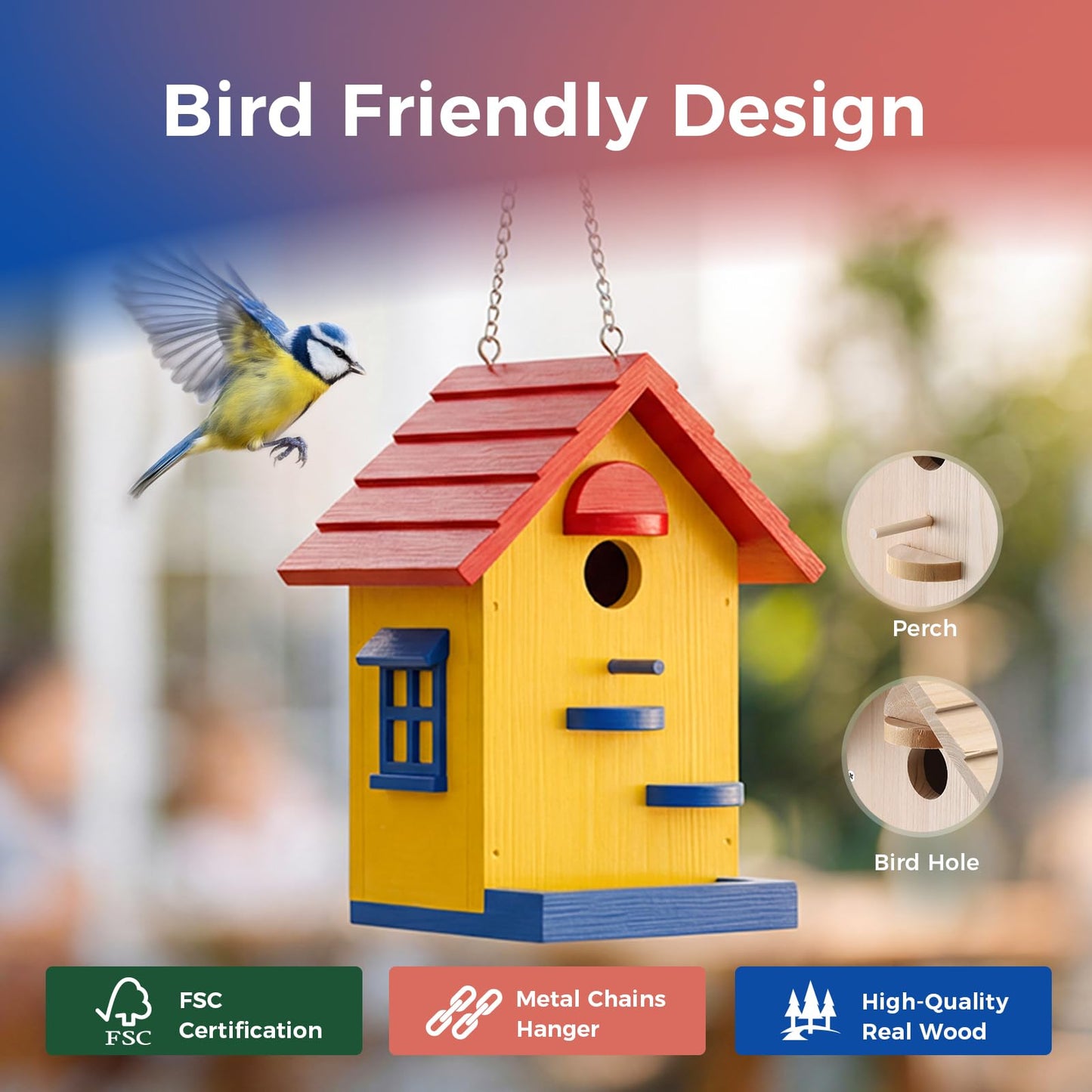 DIY Wooden Bird House Kit–Unfinished Natural Wood Hanging Birdhouse for Outdoor Garden Decor, Creative Craft Set for Kids & Adults