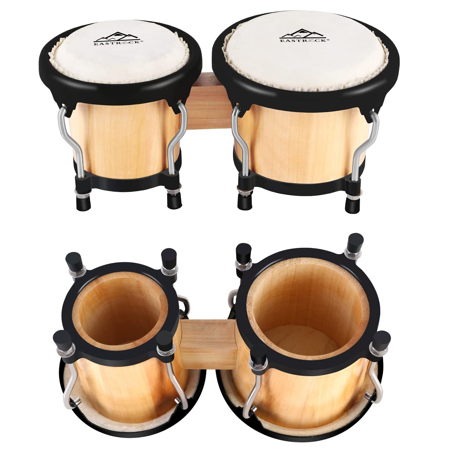 EastRock Bongo Drum 4” and 5” Set for Adults Beginners Professionals Tunable Wood and Metal Drum Percussion Instruments With Tuning Wrench