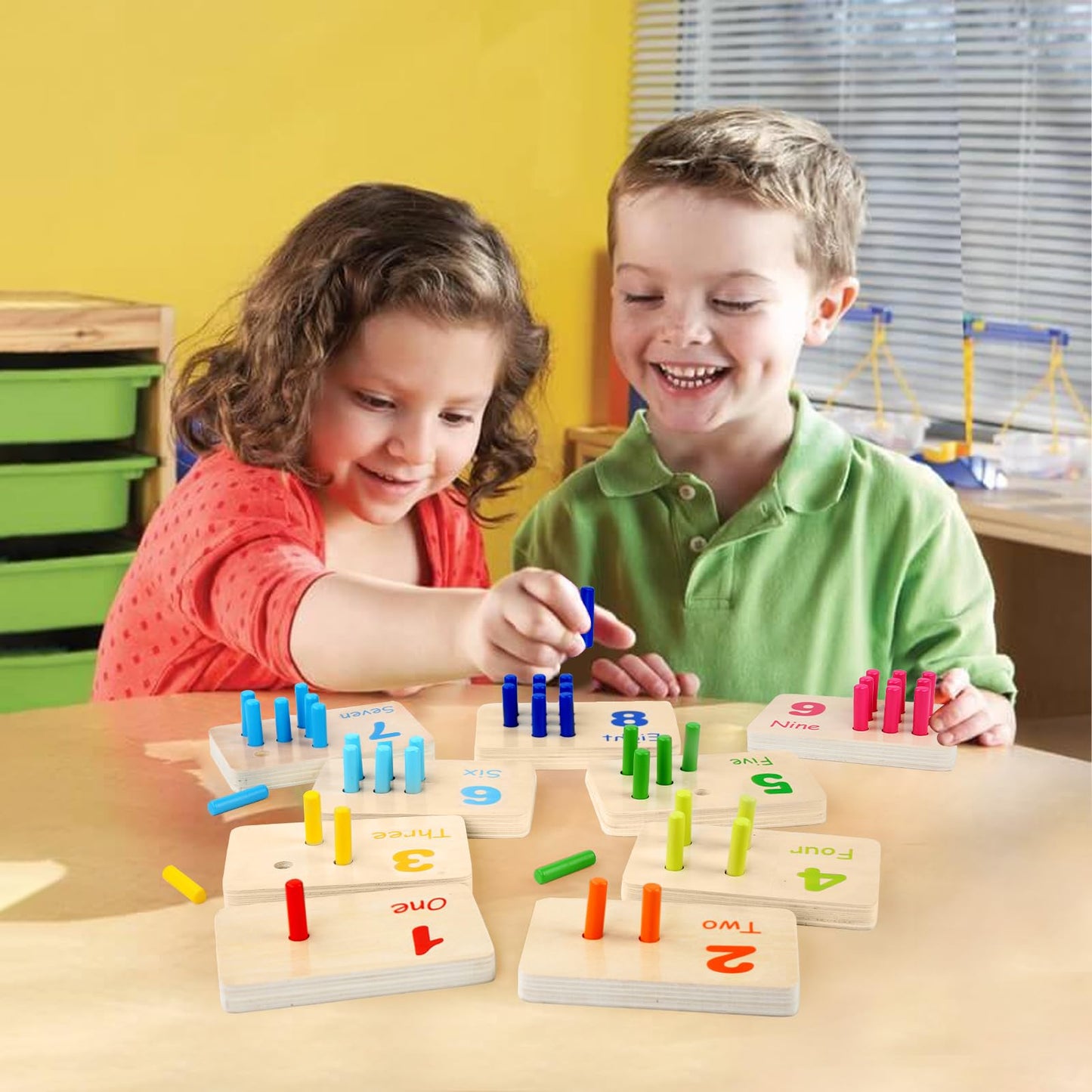 Gserin Wooden Counting Numbers Peg Board for Kids, Montessori Math Toy for Toddlers, Math Manipulatives Preschool Early Learning Educational Materials for Kids 3 4 5 6 7