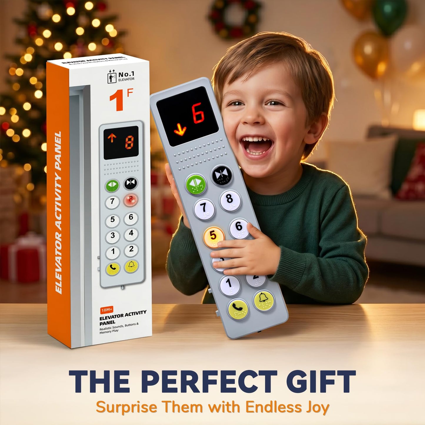 Civikids Elevator Activity Panel Toy for Toddlers, Musical Toy Sensory Busy Board with Lights Sounds Numbers, Montessori Toys for 2 Year Old Boys Girls, Toddler Travel Toys, Birthday Gift for Kids