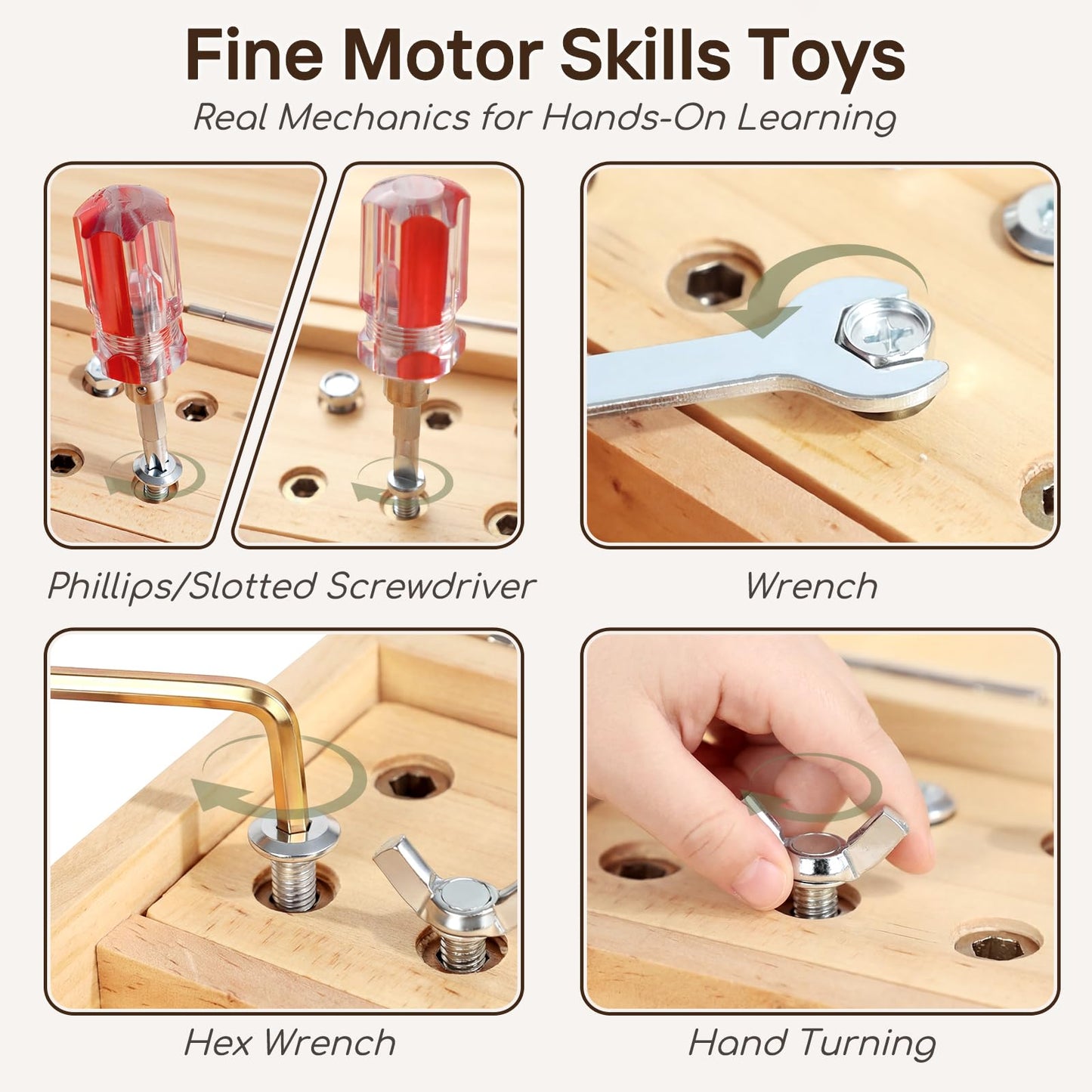 Lehoo Castle Montessori Screwdriver Board Set, Wooden Busy Board with Lock and Key, Kid Tool Set Montessori Toys for Toddlers 3-5, Preschool Learning Fine Motor Skills Toys Sensory Gift