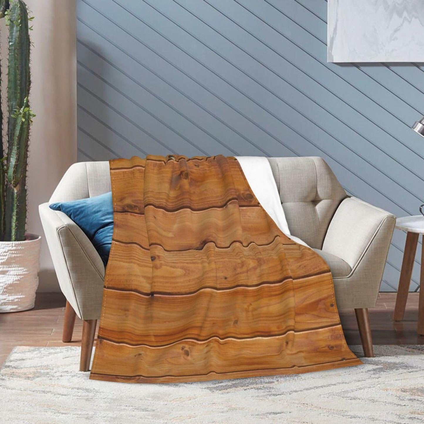 50"X40" Wooden Plank Texture Soft Flannel Blanket - Lightweight and Quick Drying, Used for Home, Travel, Camping