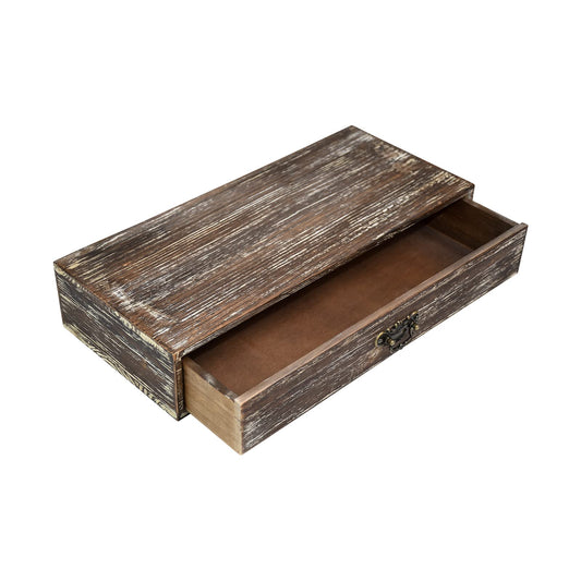 Office Desk Organizer with Drawers Dark Brown Vintage Wood Desktop Storage Box Workspace School Supplies Farmhouse Kitchen Countertop Organizer Makeup Storage Box for Home Toiletries Supplies Vanity