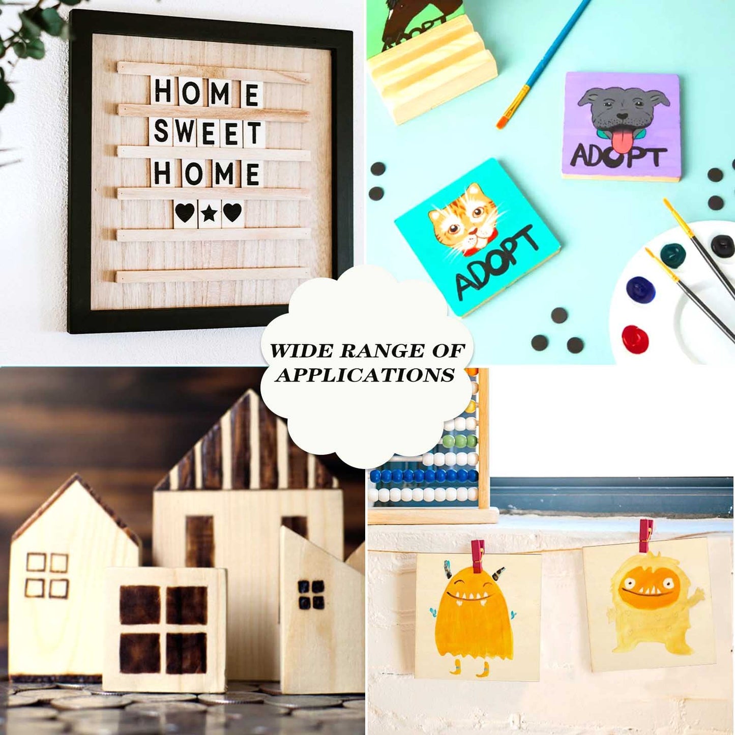 Jyongmer 30PCS Wooden Squares for Crafts, 1/4 Inch Thick Wooden Blocks, Natural Blank Square Blocks Unfinished Wood Blocks for DIY Crafts, Engraving, Wood Burning, Painting (3 x 3 inch)