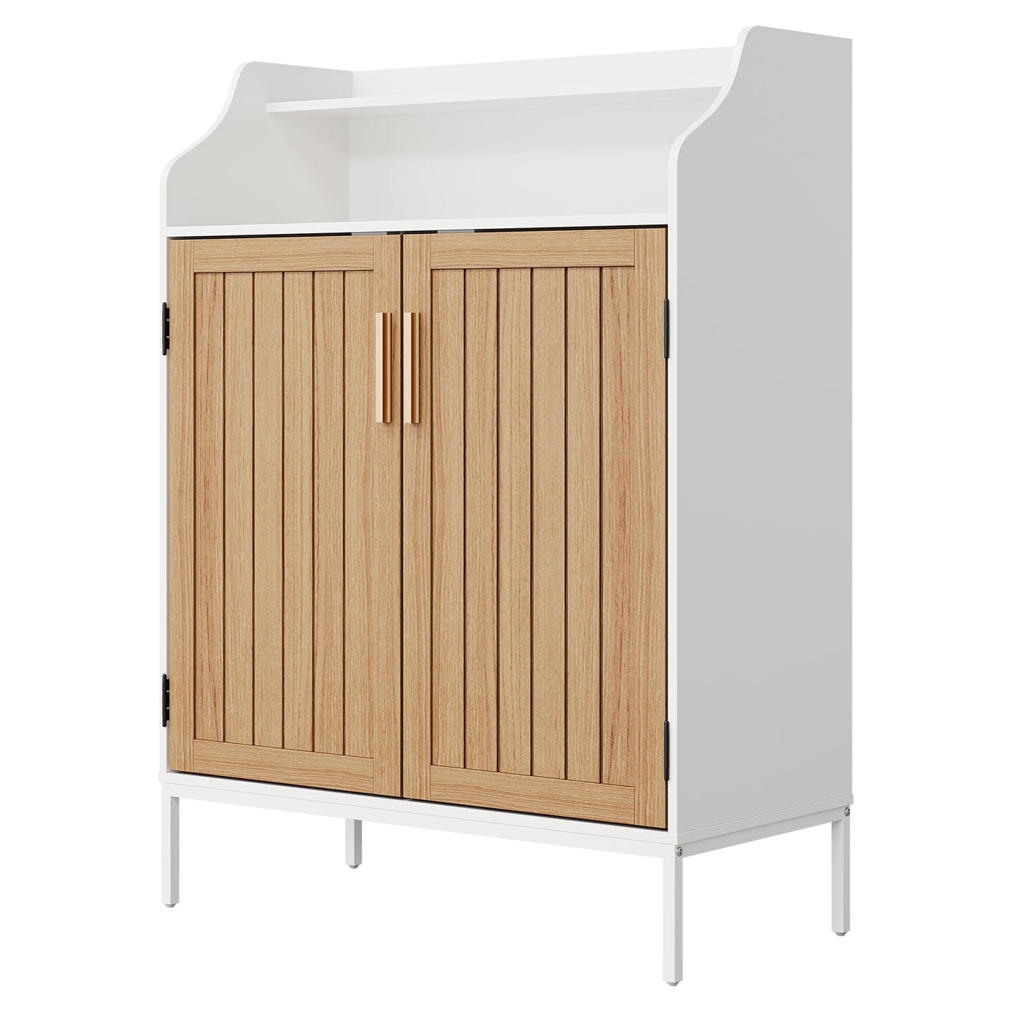GAOMON Modern Shoe Storage Cabinet – 4-Tier Wooden Organizer with 3 Adjustable Shelves, Freestanding Hallway Entryway Cabinet with Doors, Slim Design for Small Spaces