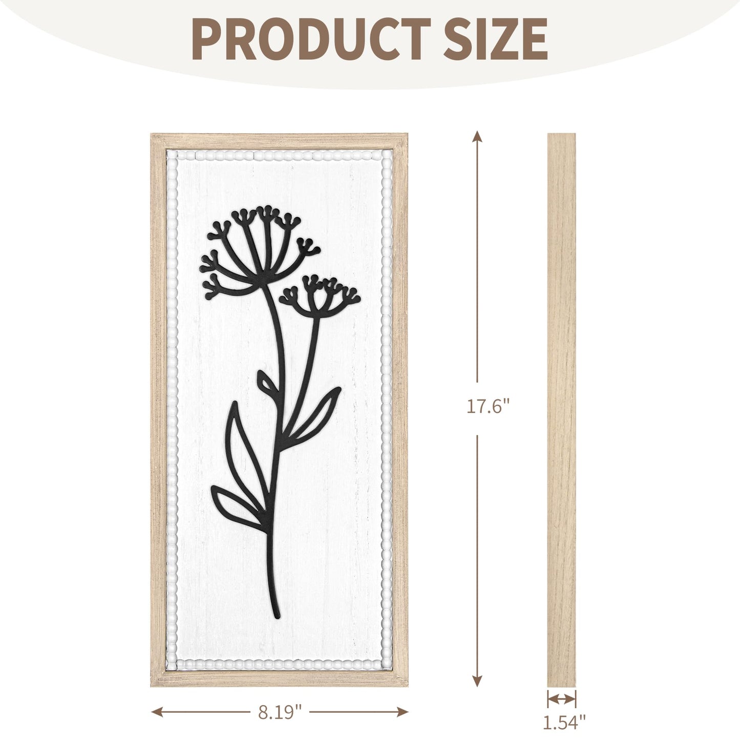 Parlor Boudoir White Floral Bathroom Wall Decor Set of 4, 3D Wooden Floral Wall Art, Neutral Boho Farmhouse Gallery Decor for Bedroom, Hallway