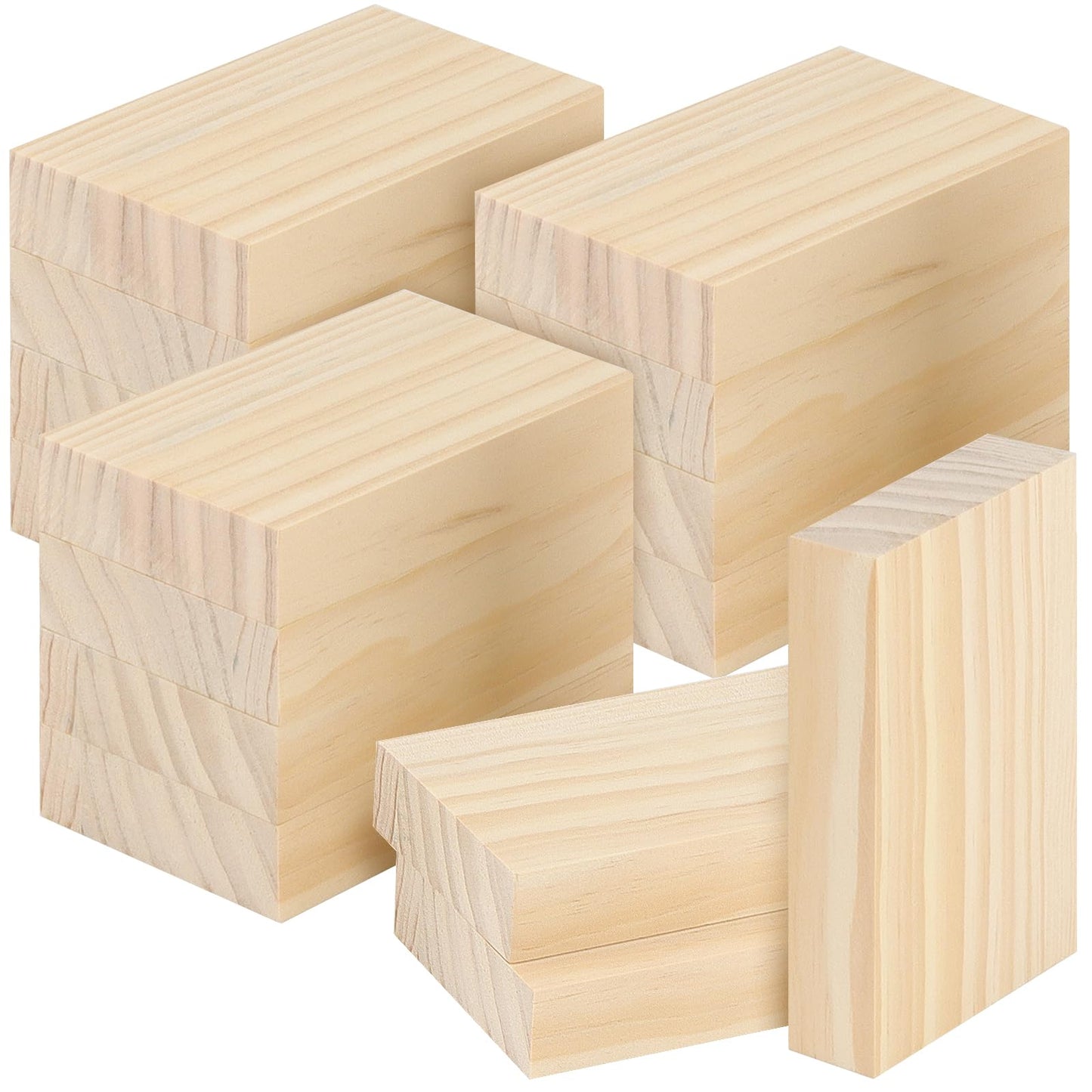 LEXININ 15PCS 3 x 5 x 1 Inches Craft Wood Blocks, Rectangle Whittling Blocks, Unfinished Wooden Block for DIY, Art Carving