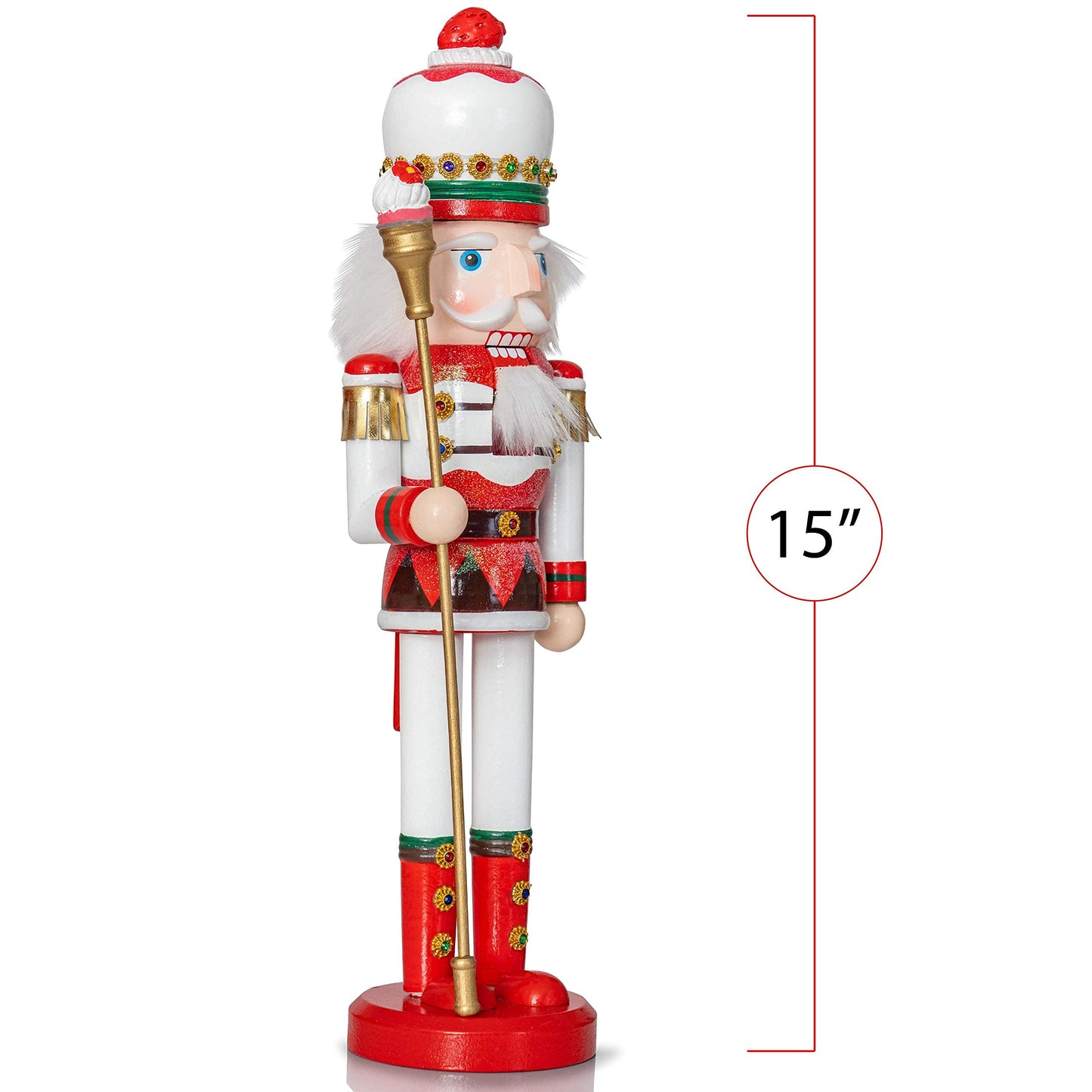Ornativity Strawberry Toy Soldier Nutcracker - Wooden Strawberry Hat with Cupcake Scepter King Theme Christmas Nutcracker Xmas Figure Holiday Decoration 15"