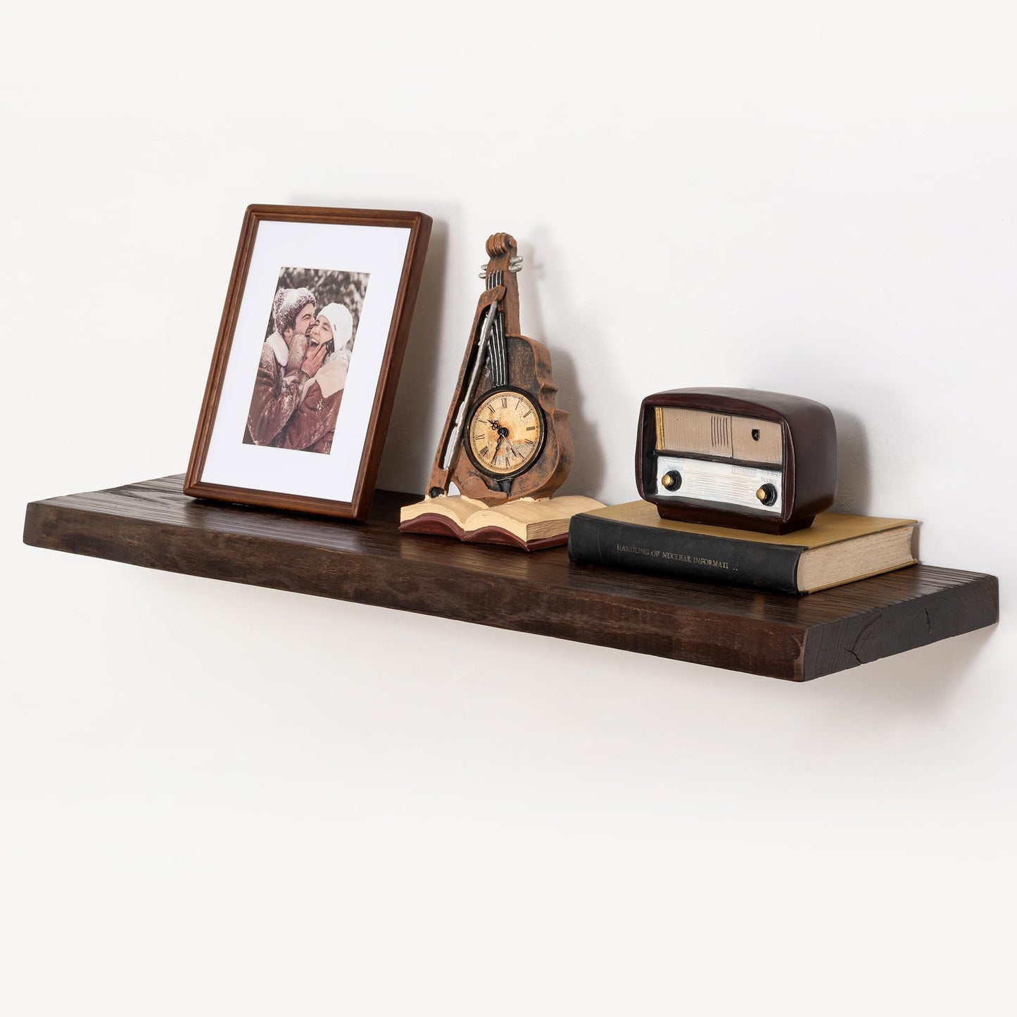 fuqing Solid Elm Wood Floating Shelves for Wall - 36 Inch Wide x 9 Inch Deep Rustic Live Edge Floating Shelves Wall Mounted - Natural Wooden Shelves with Upgraded Heavy Duty Brackets and Anchors