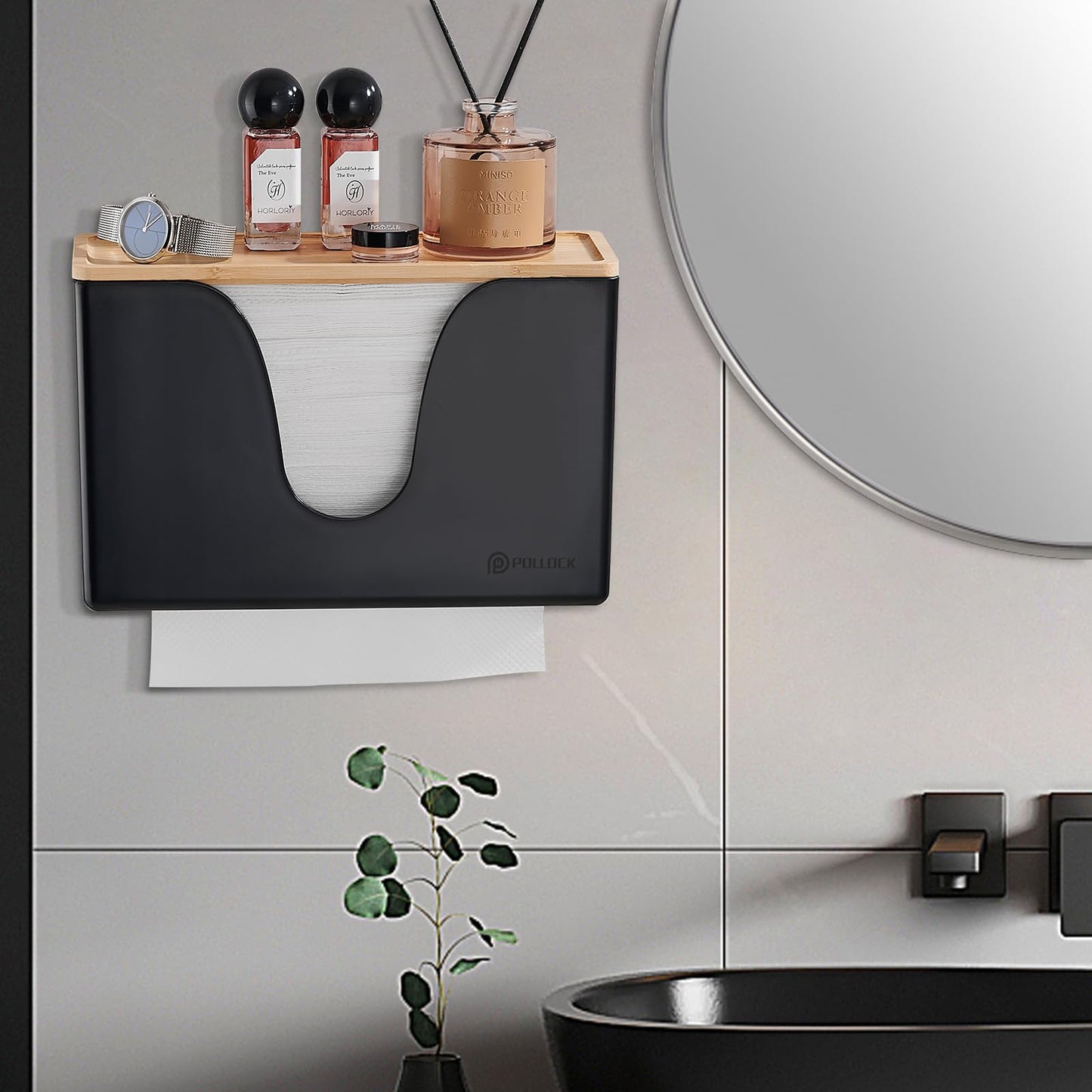 Wall Mount Paper Towel Dispenser with Lid, Commercial Hand Paper Towel Holder Dispenser for C-Fold Z-Fold Trifold Towel, Countertop Paper Towel Napkin Dispenser Box for Bathroom Kitchen Decor