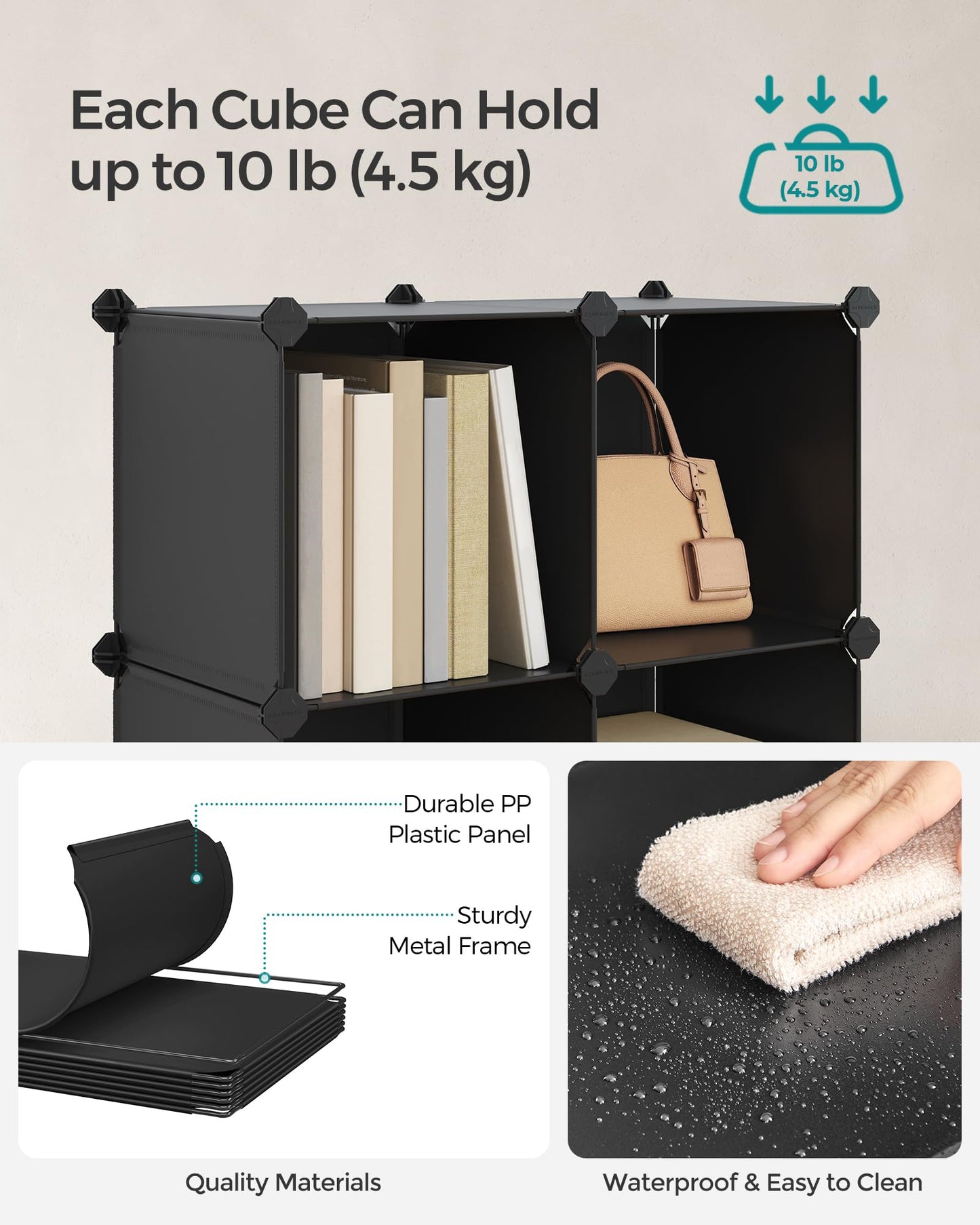 SONGMICS Cube Storage Organizer, 12-Cube Closet Storage Shelves, Modular Bookcase, Black ULPC34HV1