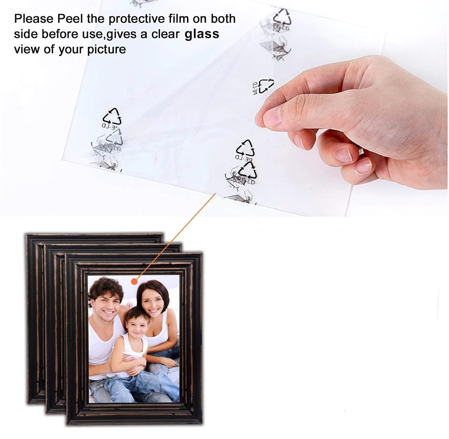 Bamber Wood 8x10 Picture Frames Set Black Rustic Wooden Vintage Retro Photo Frame for Wall and Tabletop Wedding Family, Pack of 3