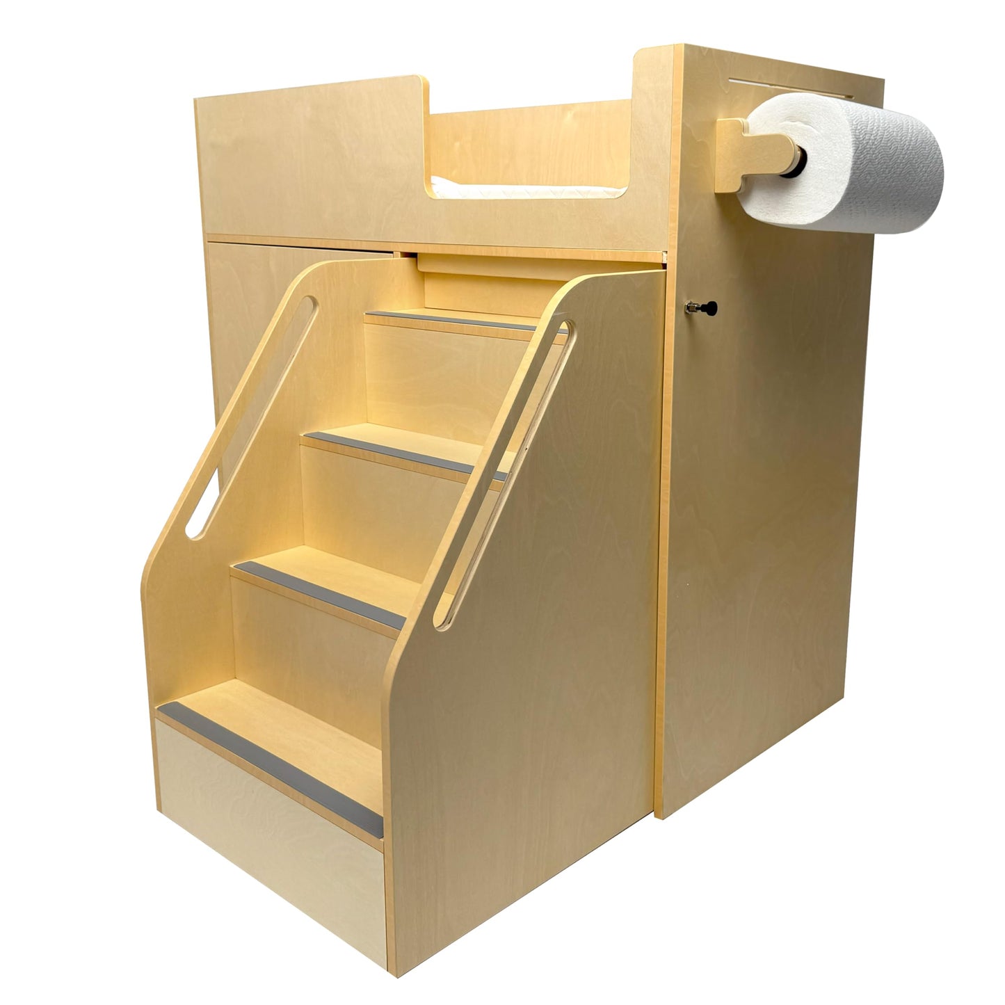 ZETY BABY Portable Dresser with Stairs on Wheels, Wooden Diaper Station with 2 Storage Shelves, Paper Roller and Pad, Perfect for Babies and Toddlers