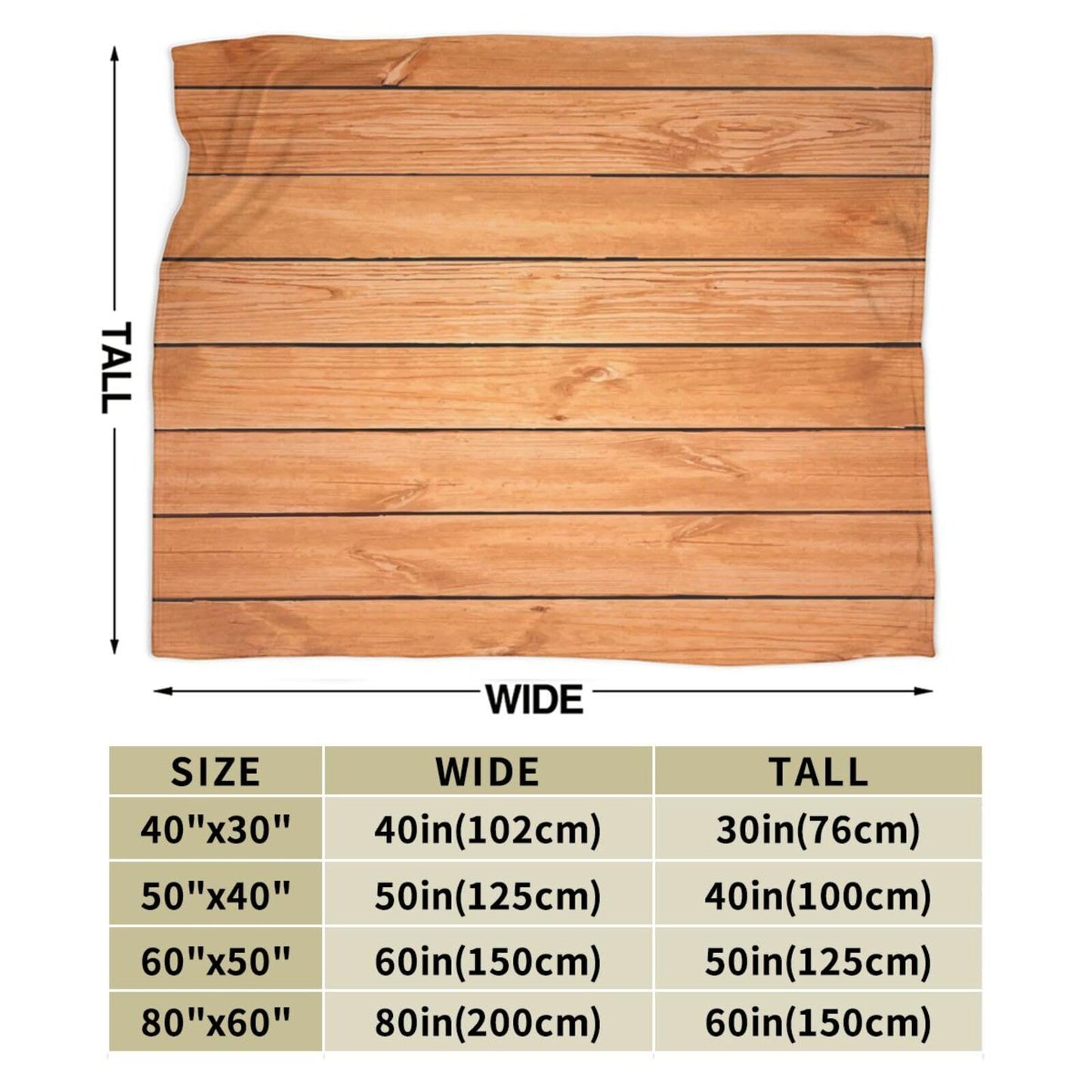 50"X40" Wooden Planks Texture Soft Flannel Blanket - Lightweight and Quick Drying, Used for Home, Travel, Camping