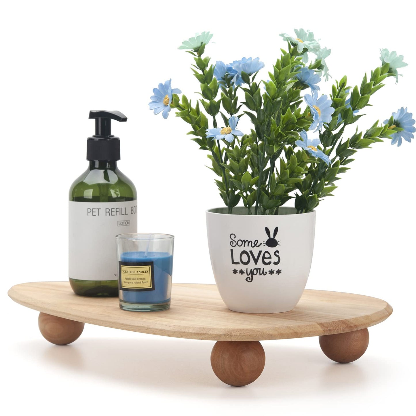 DEAMACE Wood Riser for Display, Wooden Pedestal Stand for Decor, Wood Display Tray for Candles Plants Bottles Vases Soap Dispenser