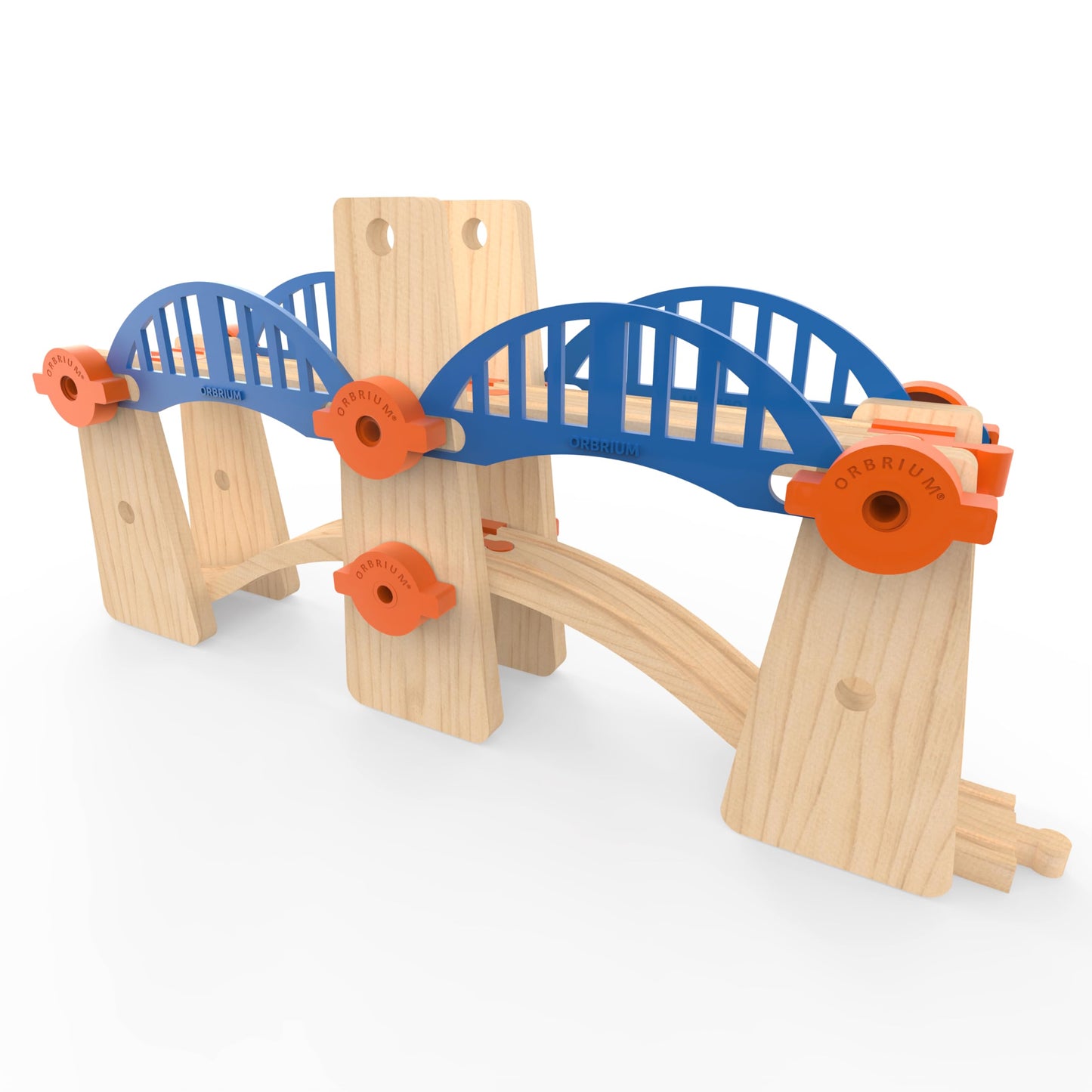 Wooden Train Track Accessories Build & Play Construction Set 90 PCS Ultimate Elevated Railway STEM Toys Track Expansion Pack Ascending Tracks Risers Bridges Tunnel Stop Go Gate Compatible Thomas Brio