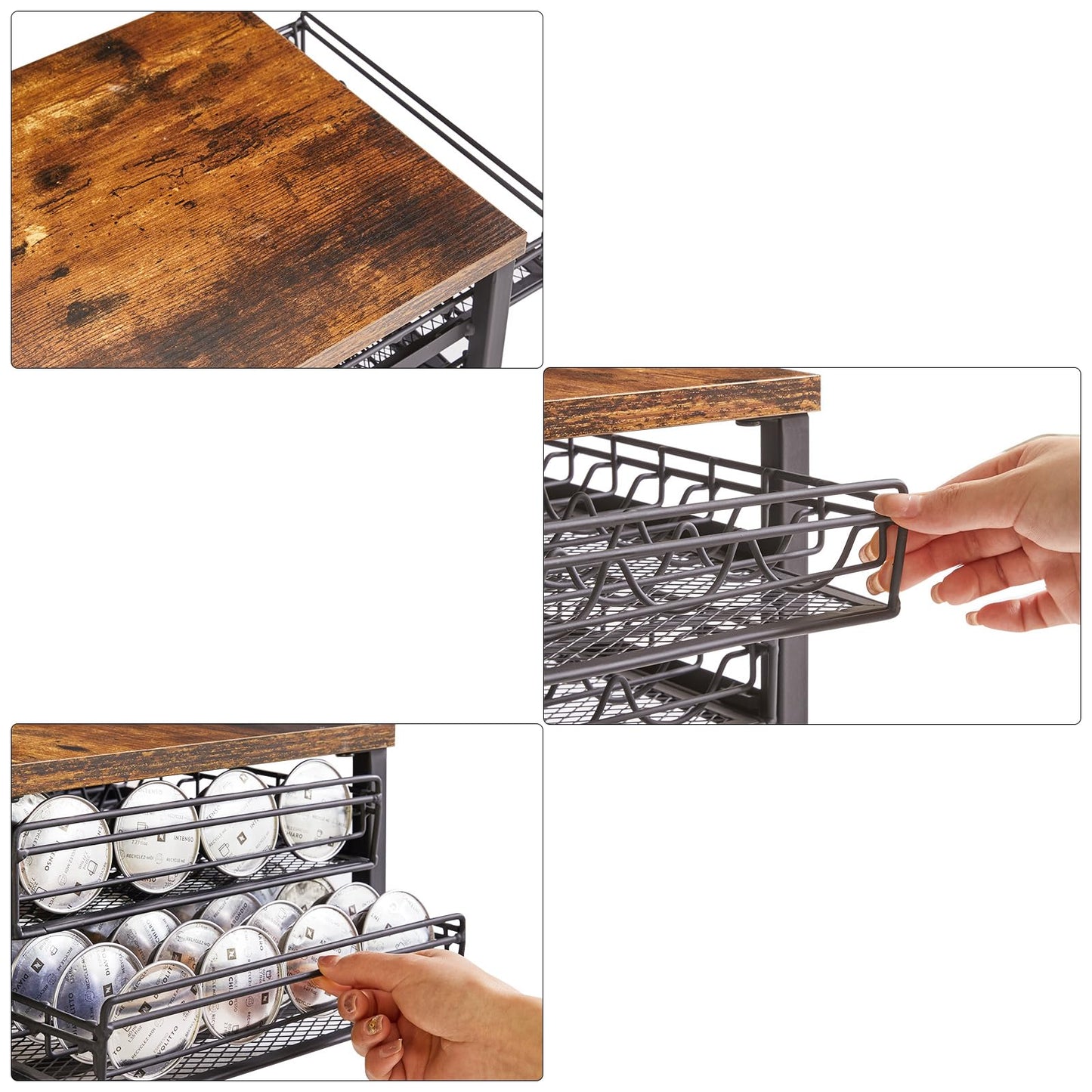 IBUYKE 2-Tie Coffee Pod Drawer for Nespresso Vertuo Pods,Brown TCJ102H