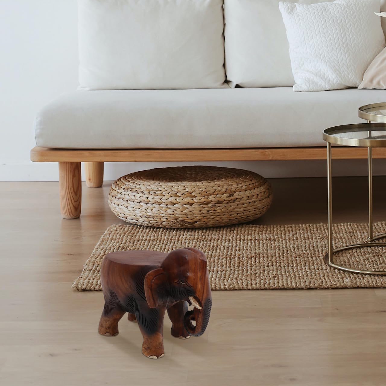 DOITOOL Solid Wooden Elephant Footstool 9.84X7.87 Inch Multipurpose Shoe Changing Stool and Step Stool for Home Office Entryway Bedroom Foot Rest