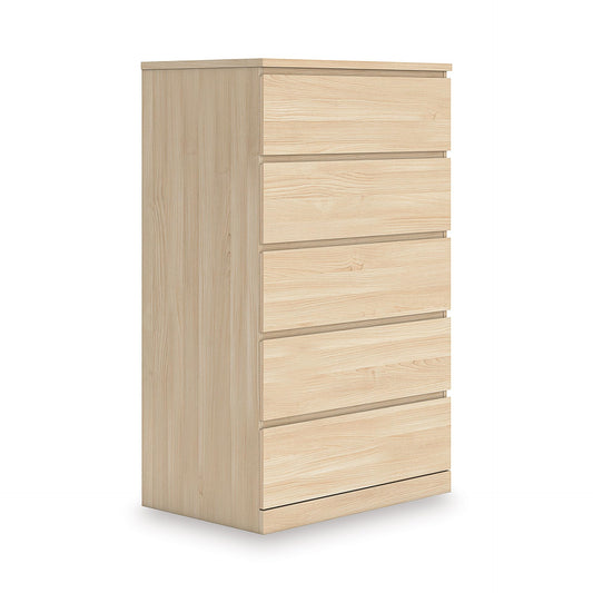 Signature Design by Ashley Onita Contemporary 5-Drawer Chest with Ash Finish, Light Brown