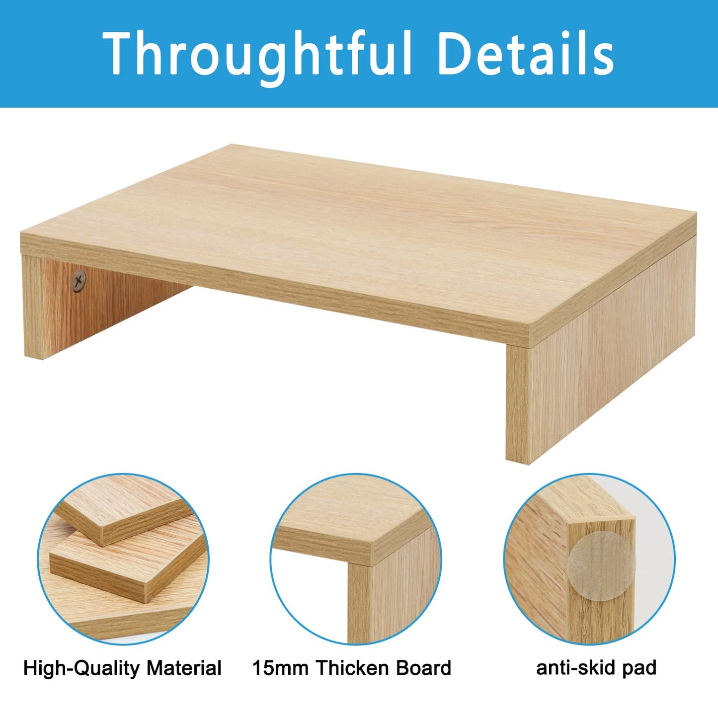 TEAMIX 20 inch + 14.2 inch Maple Monitor Stand Riser, Wood Monitor Stand for Desk TV/Screen/PC/Printer/Laptop Riser, Computer Stand with Keyboard Organizer, Desktop Shelf, Monitor Riser .