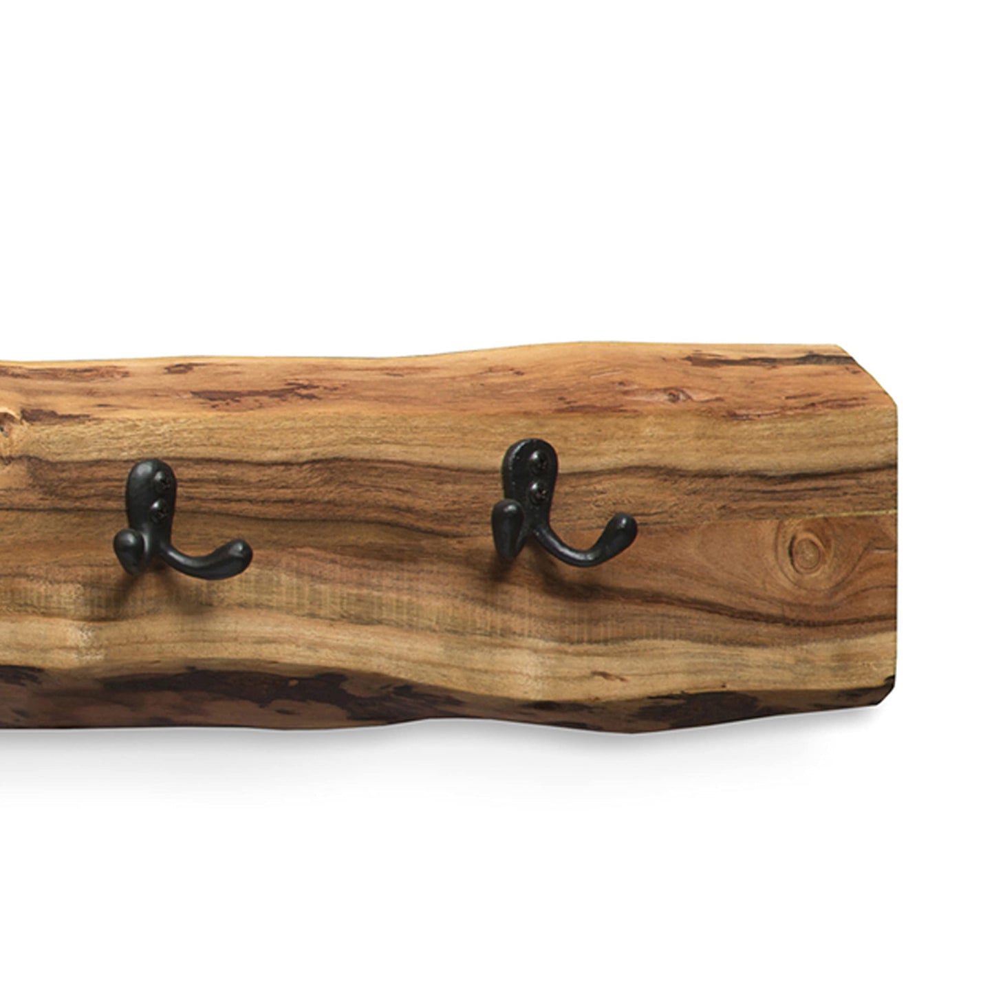 Alaterre Furniture Alpine Natural Live Edge Wood Coat Rack – 48 Inch Solid Wood Wall-Mounted Coat Hook with 6 Double Hooks – Modern Farmhouse Storage Organization for Entryway, Hallway, or Mudroom