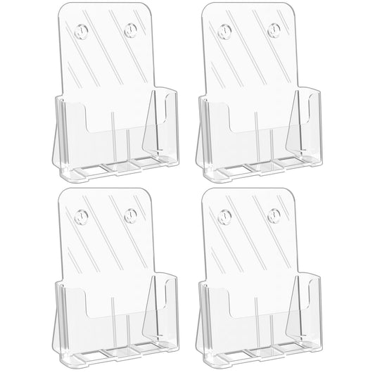 HLF-ho Brochure Holder 8.5x11 Inch Acrylic Literature Holders Clear Plastic Flyer Display Stand Countertop Use or Wall Mount Pamphlet Holder Organizer for Office, Lobby, Hotels, Trade Shows, 4 Pack