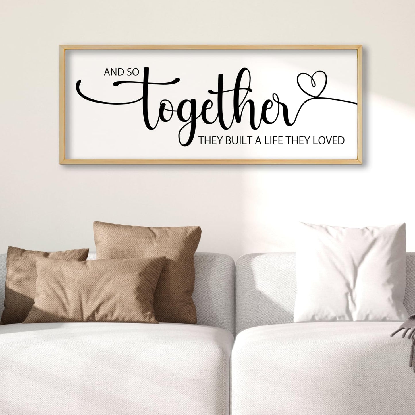 RLWangChao And So Together They Built A Life They Loved Sign Wall Decor 40"x15" Above Over Bed Master Bedroom Large Wood Framed Wall Hanging Art (Wood)