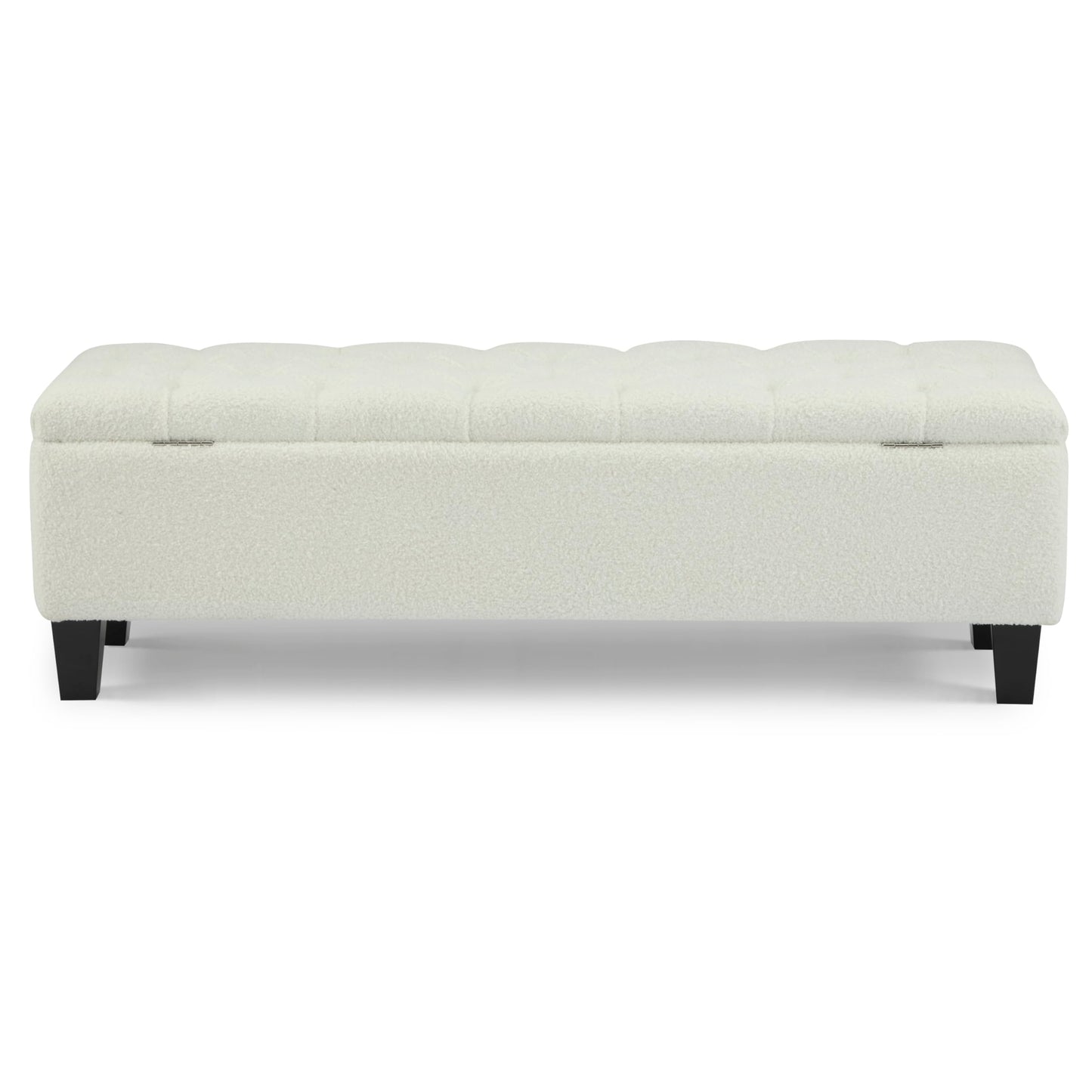 Christopher Knight Home Ottilie Boucle Fabric Storage Ottoman Bench, Wooden Rectangular Ottoman with Storage, Bedroom End of Bed Foot Stool, Entryway Ottoman Footrest, Living Room Extra Seat, White