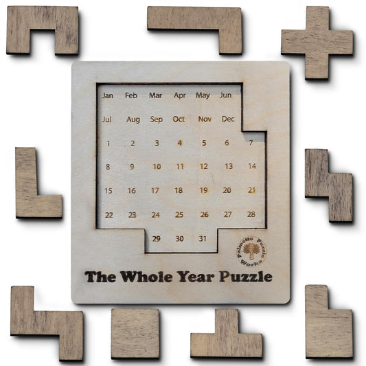 Palmetto Puzzle Works The Whole Year Puzzle – Wooden Puzzles for Teen' & Adults, Educational Games for Families & Gift Ideas for Classroom Games, Shape & Pattern Calendar Brain Teaser for Ages 14+