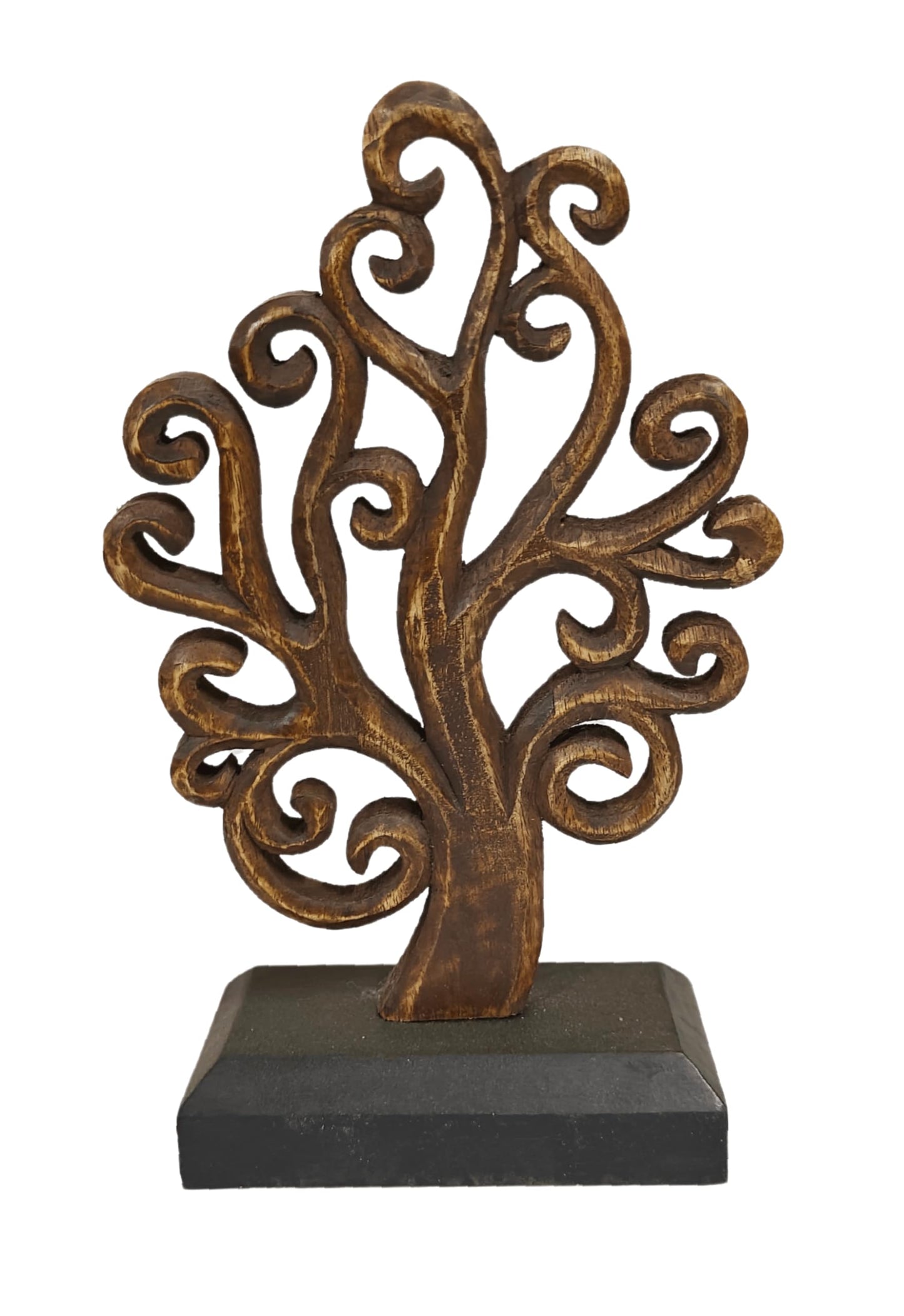 VANIYA CRAFTS® Wooden Carved Handmade Engraved Table Decor Table Sculpture Home Decor Statue for Living Room, Bedroom, Office Desktop, Cabinets (Walnut & Black)
