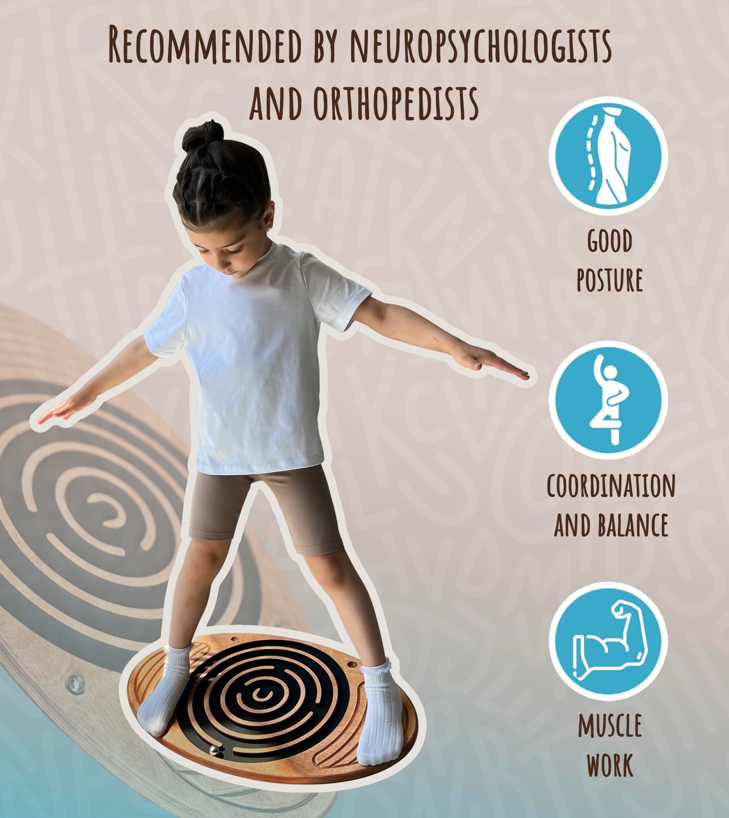 Wooden Balance Board Maze, Fun Fitness Tool, Wobble Balance Board, Core Strength, Fitness, Training, Physical Therapy, Oak-Cross (oak-cross)