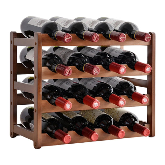 Wine Rack Countertop, 16 Bottle Wine Racks for Wine Bottles Storage Display, 4 Tier Wooden Wine Rack Free Standing Floor Wine Racks Countertop Wine Holder Bottle Rack Wine Storage Cabinet Shelf